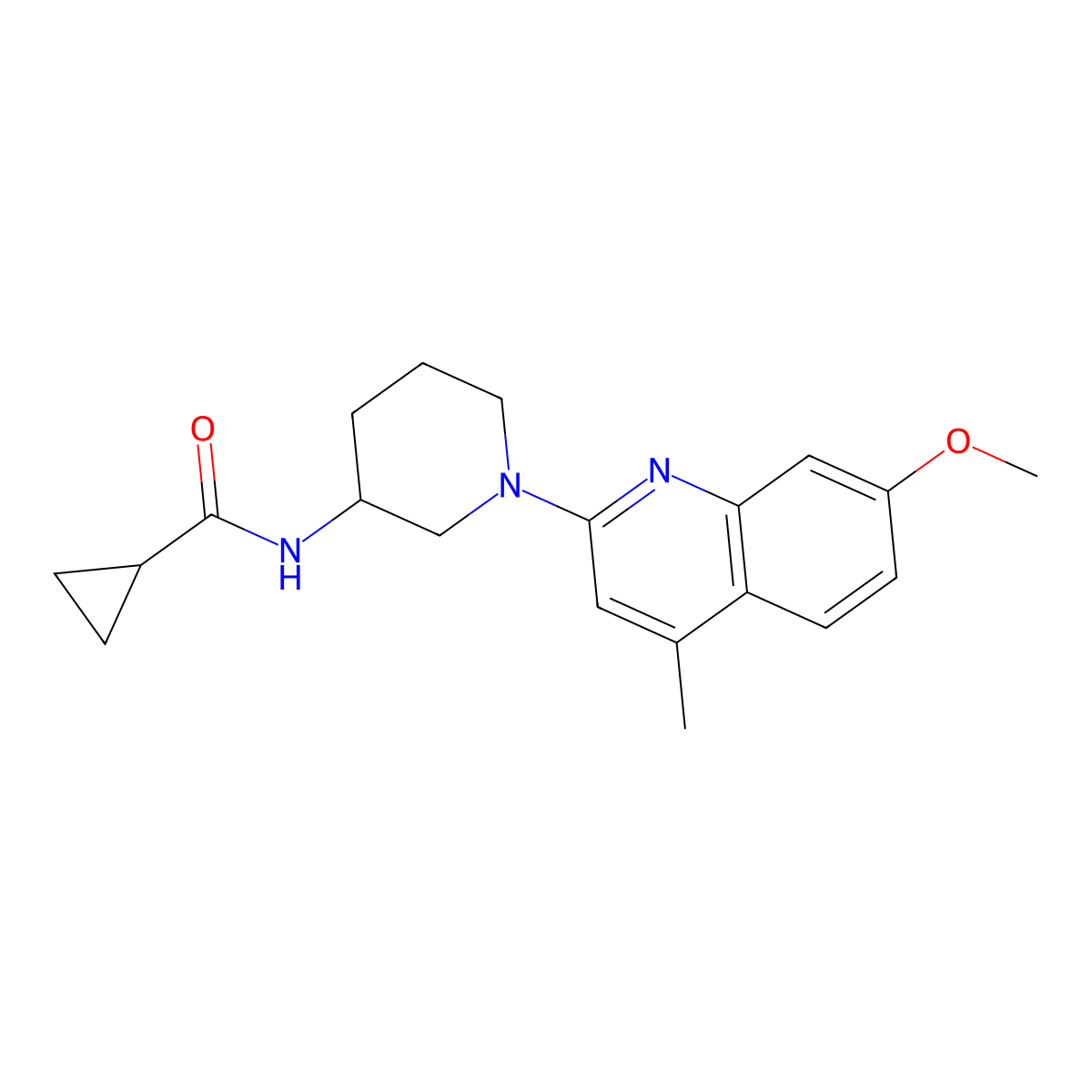 N-[1-(7-methoxy-4-methylquinolin-2-yl)piperidin-3-yl]cyclopropanecarboxamide molecular structure, CAS 2742017-92-9