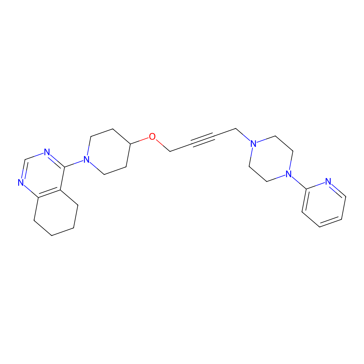4-[4-({4-[4-(Pyridin-2-yl)piperazin-1-yl]but-2-yn-1-yl}oxy)piperidin-1-yl]-5,6,7,8-tetrahydroquinazoline molecular structure, CAS 2742017-93-0