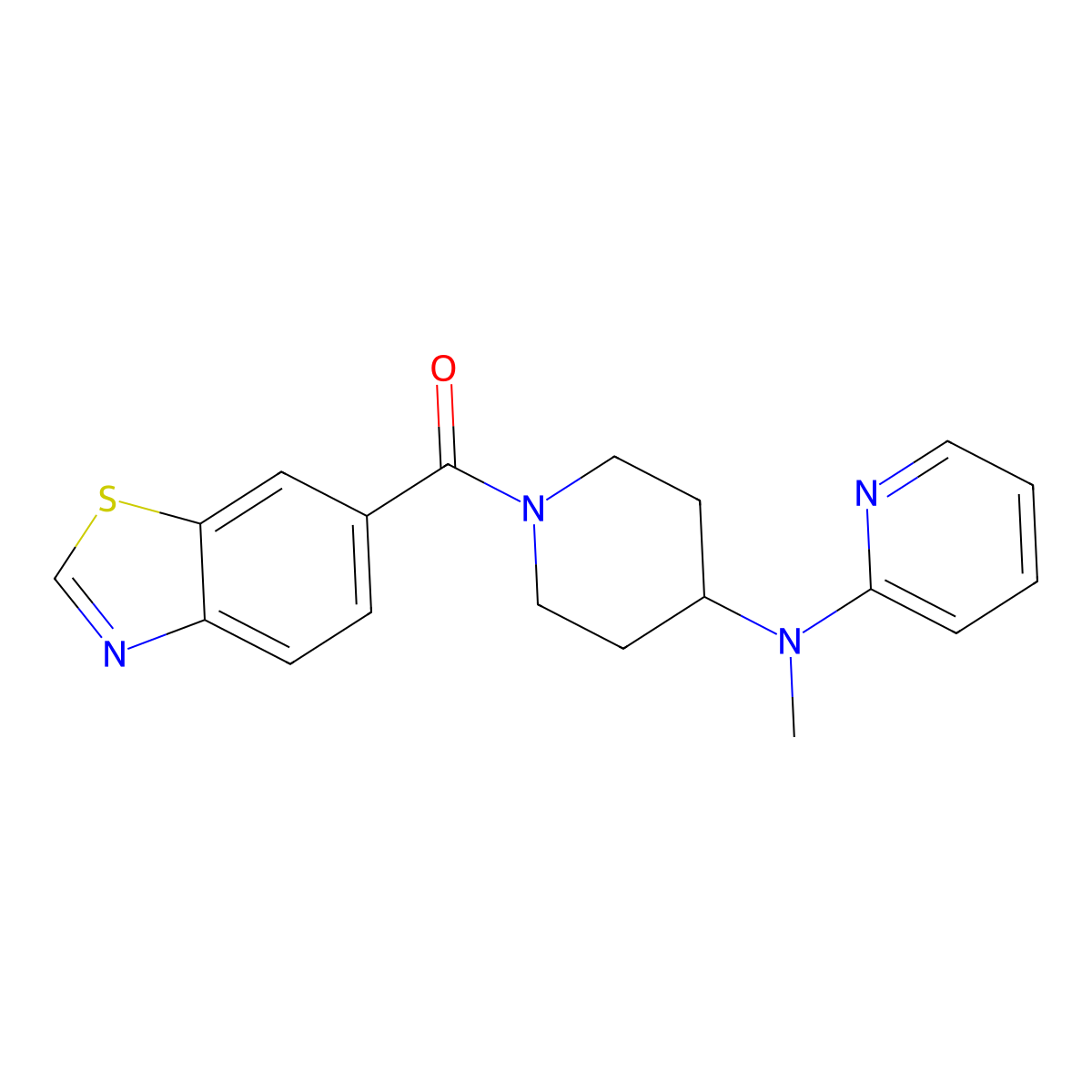 N-[1-(1,3-benzothiazole-6-carbonyl)piperidin-4-yl]-N-methylpyridin-2-amine molecular structure, CAS 2742017-95-2