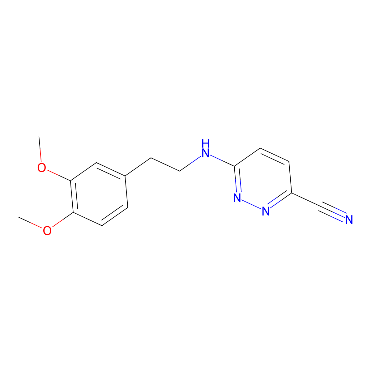 6-{[2-(3,4-Dimethoxyphenyl)ethyl]amino}pyridazine-3-carbonitrile molecular structure, CAS 2742017-97-4