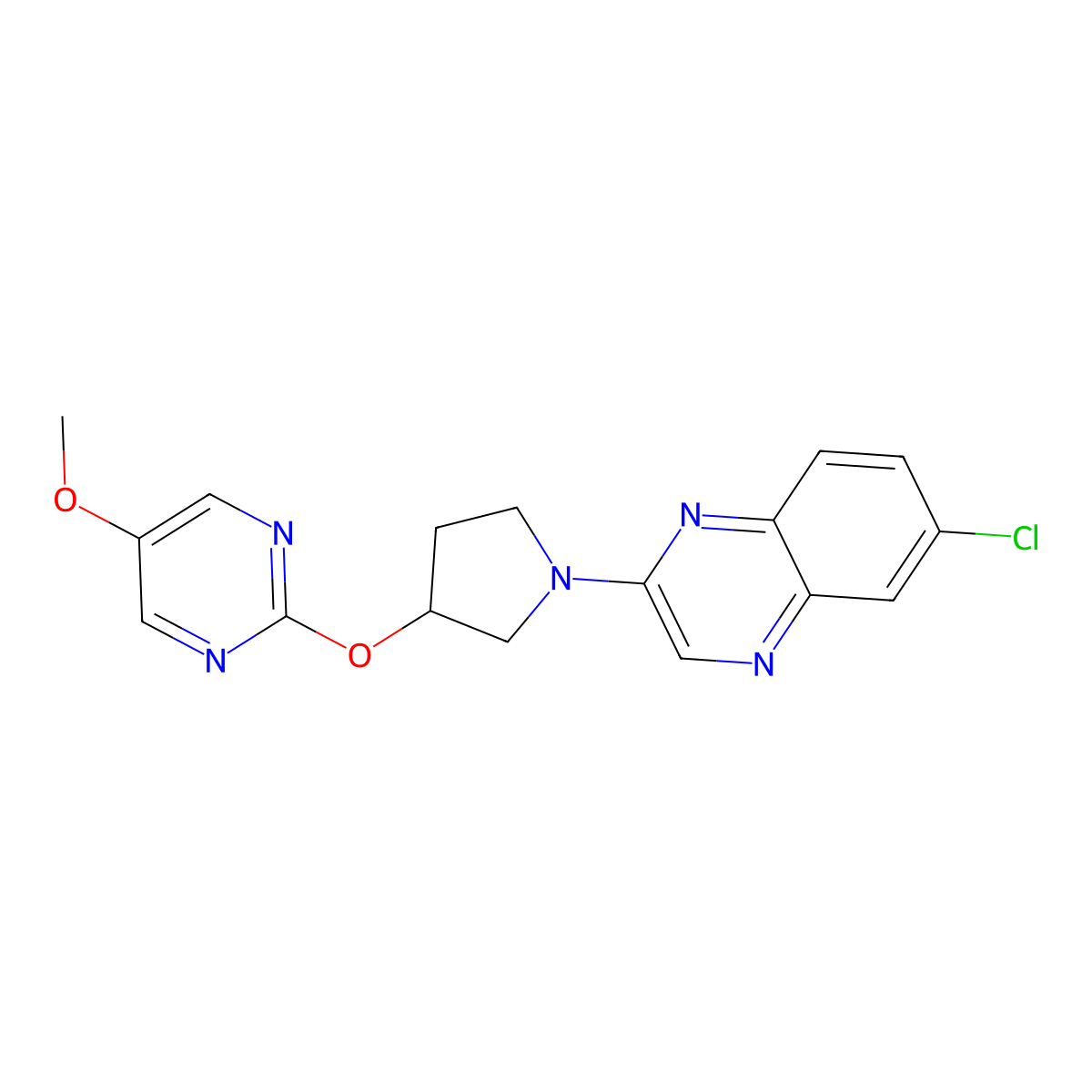 6-Chloro-2-{3-[(5-methoxypyrimidin-2-yl)oxy]pyrrolidin-1-yl}quinoxaline molecular structure, CAS 2742018-00-2