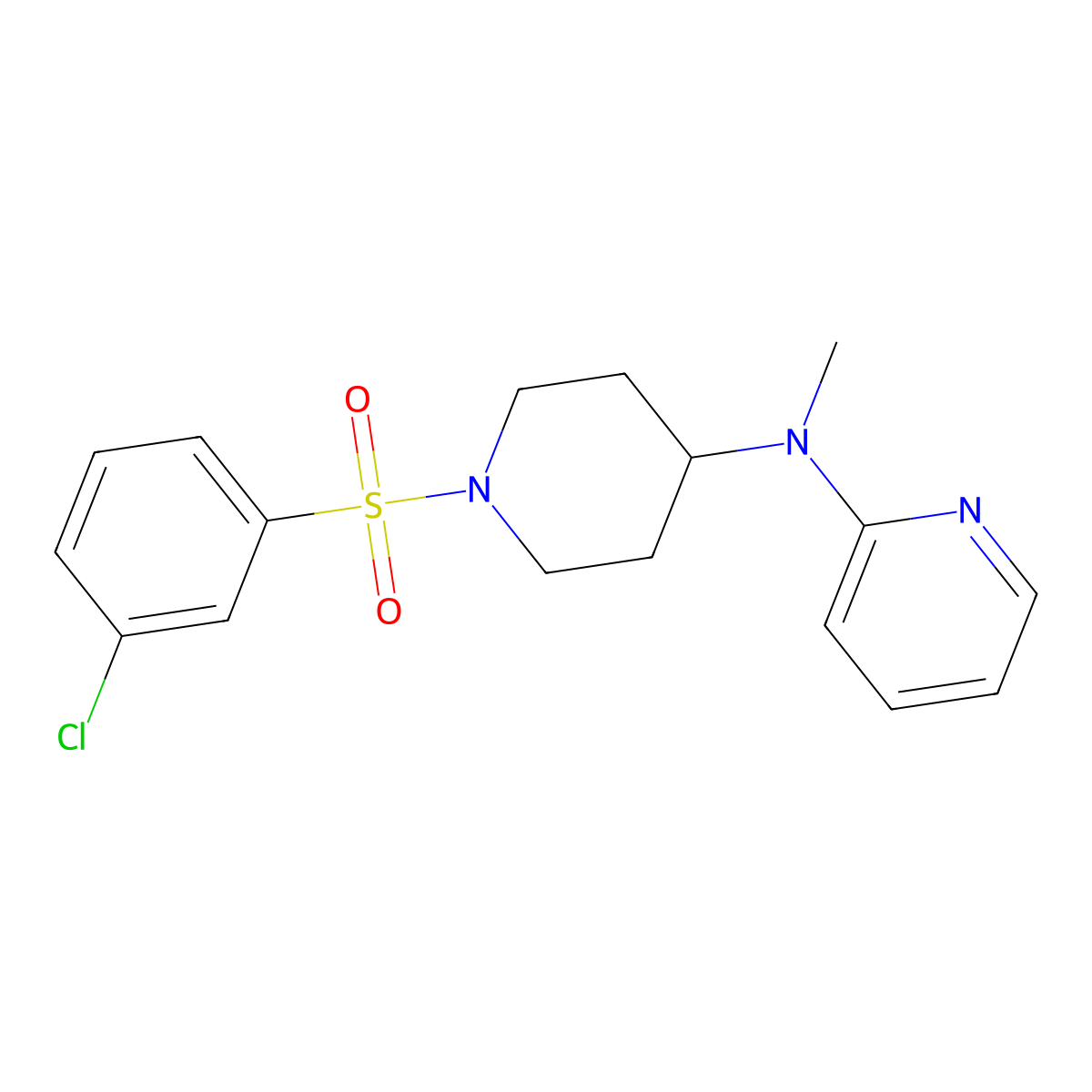 N-[1-(3-chlorobenzenesulfonyl)piperidin-4-yl]-N-methylpyridin-2-amine molecular structure, CAS 2742018-10-4