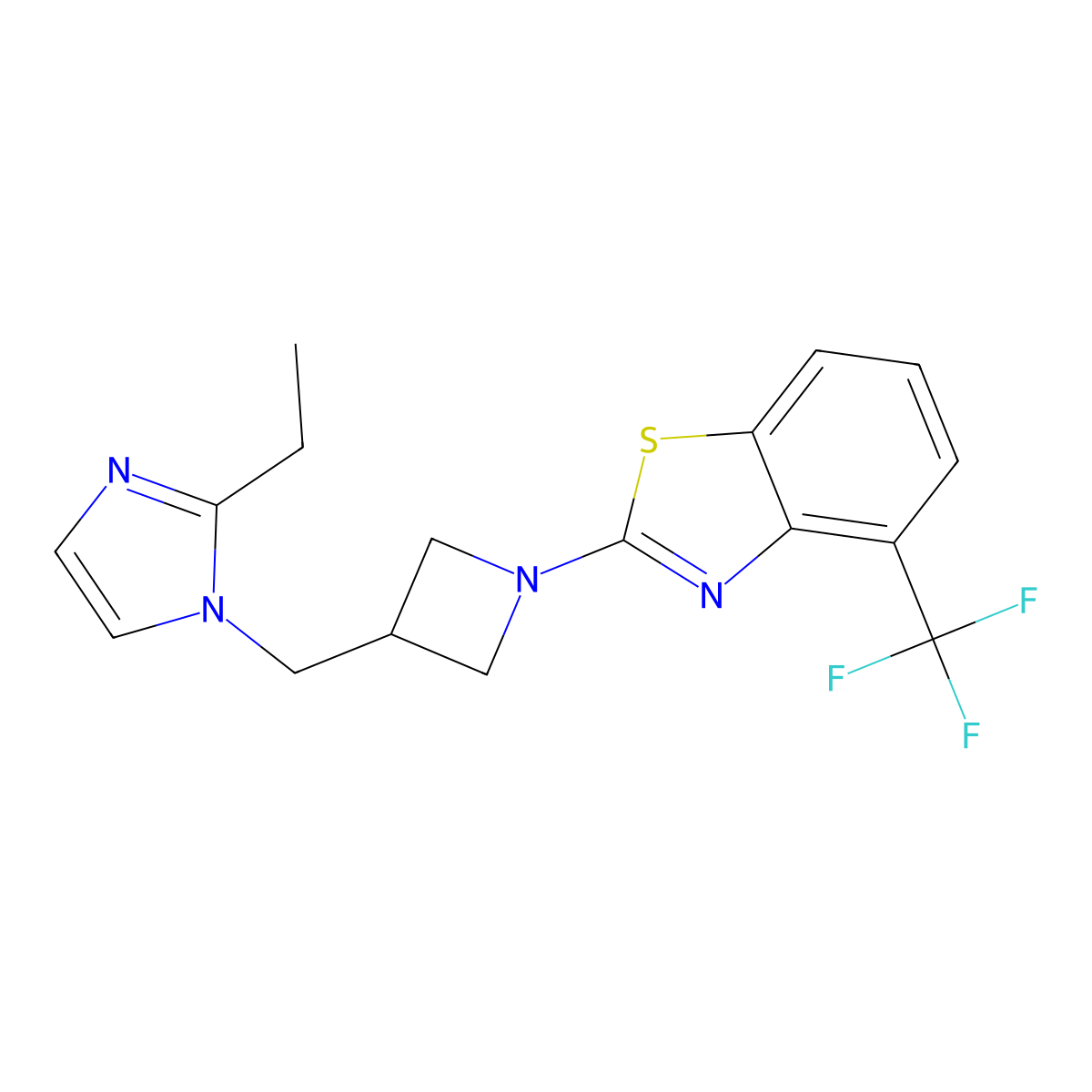 2-{3-[(2-ethyl-1H-imidazol-1-yl)methyl]azetidin-1-yl}-4-(trifluoromethyl)-1,3-benzothiazole molecular structure, CAS 2742018-12-6
