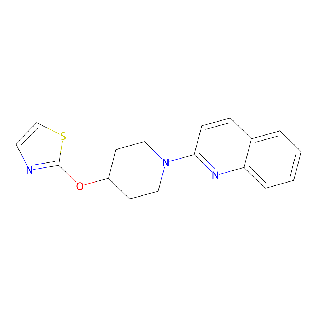 2-[4-(1,3-Thiazol-2-yloxy)piperidin-1-yl]quinoline molecular structure, CAS 2742018-13-7