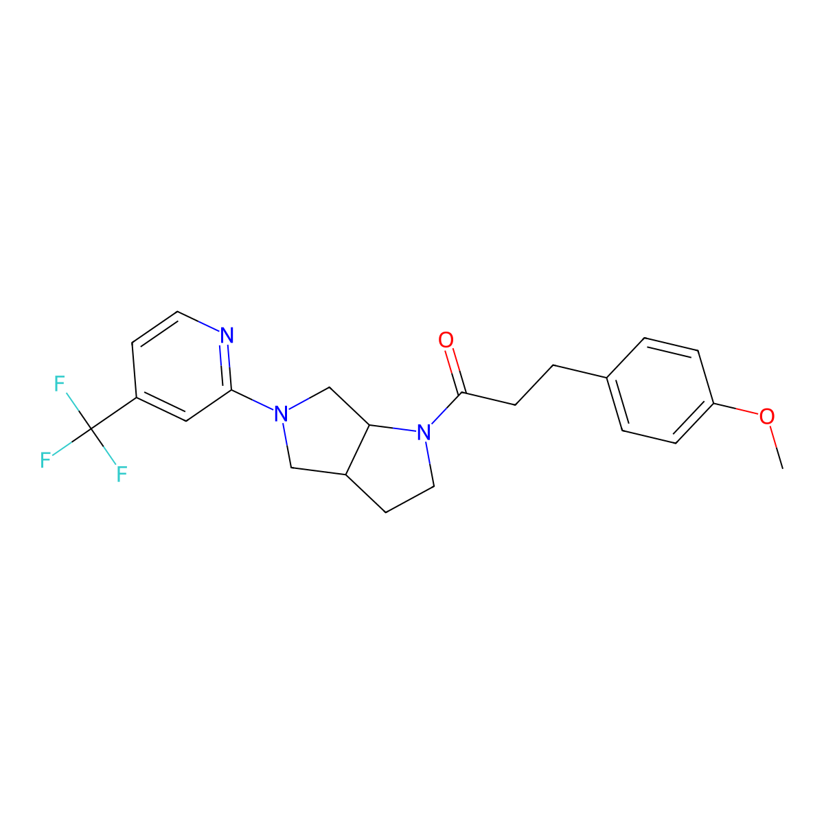 3-(4-Methoxyphenyl)-1-{5-[4-(trifluoromethyl)pyridin-2-yl]-octahydropyrrolo[3,4-b]pyrrol-1-yl}propan-1-one molecular structure, CAS 2742018-17-1