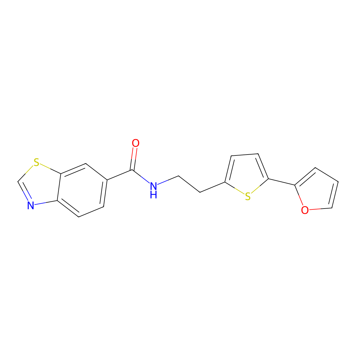 N-{2-[5-(furan-2-yl)thiophen-2-yl]ethyl}-1,3-benzothiazole-6-carboxamide molecular structure, CAS 2742018-22-8