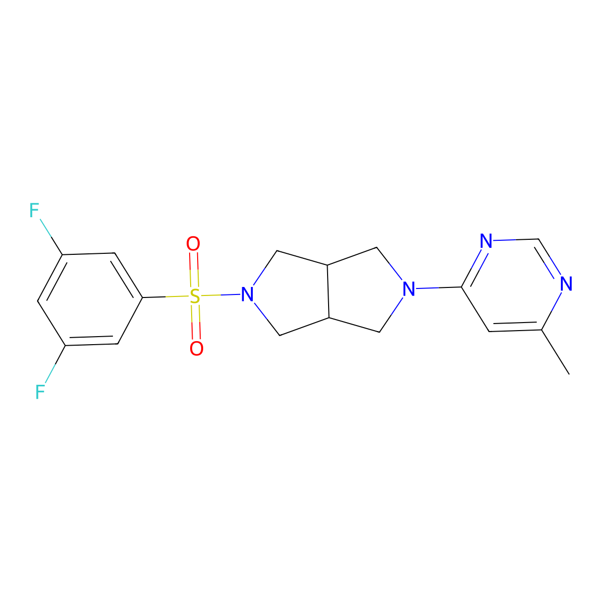 4-[5-(3,5-Difluorobenzenesulfonyl)-octahydropyrrolo[3,4-c]pyrrol-2-yl]-6-methylpyrimidine molecular structure, CAS 2742018-23-9