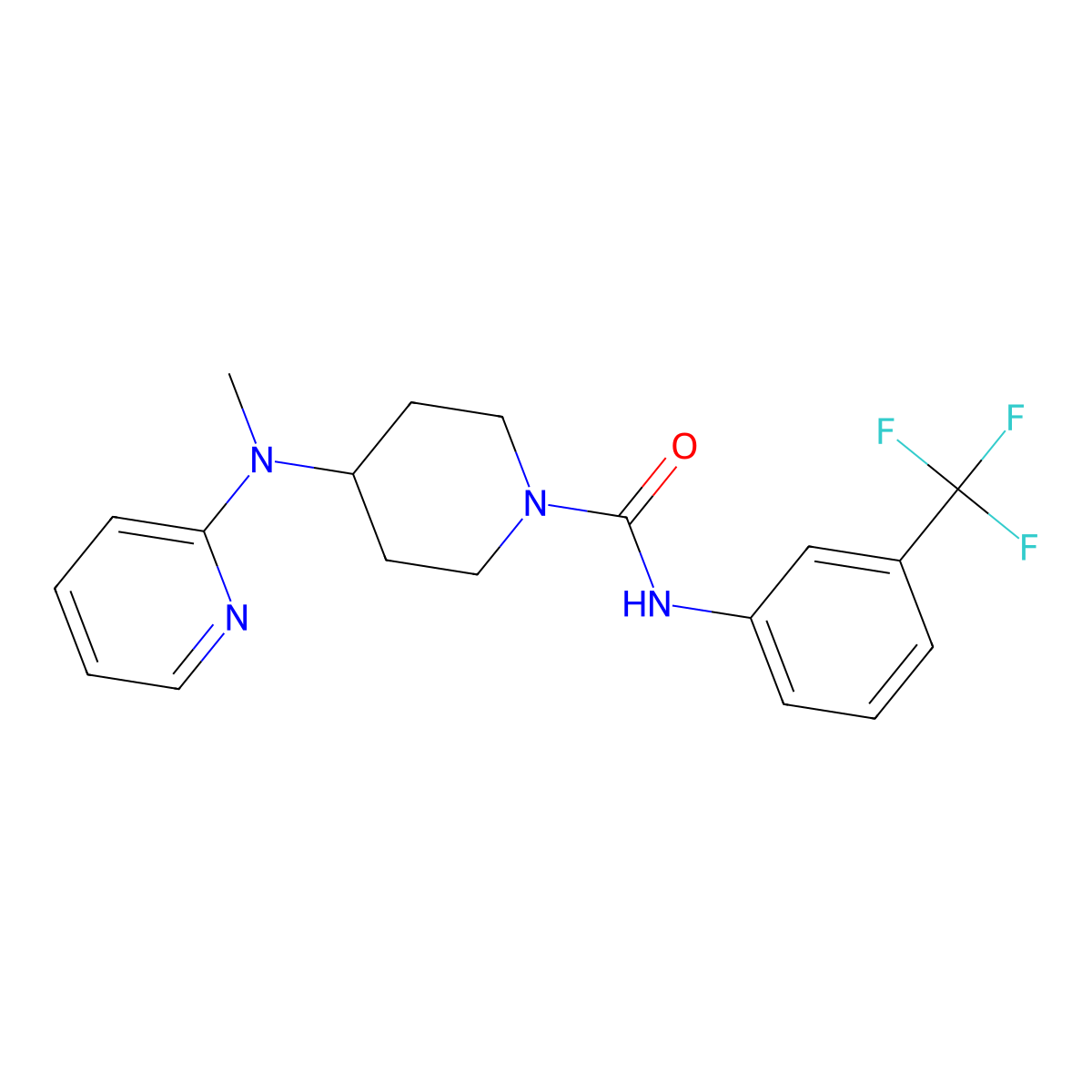 4-[methyl(pyridin-2-yl)amino]-N-[3-(trifluoromethyl)phenyl]piperidine-1-carboxamide molecular structure, CAS 2742018-28-4