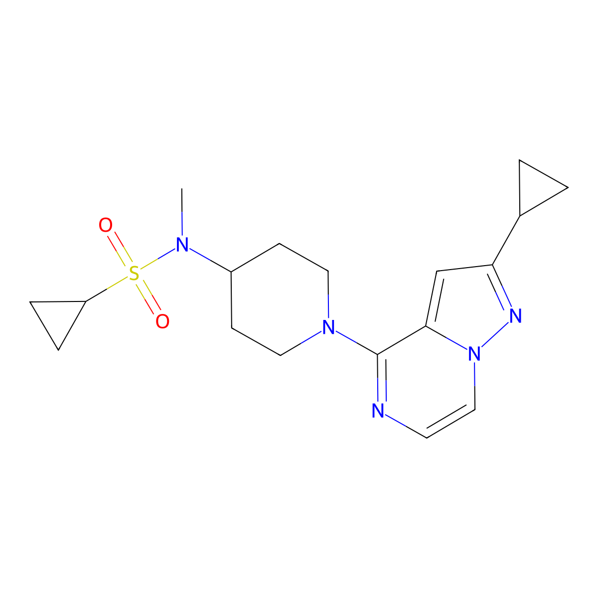 N-(1-{2-cyclopropylpyrazolo[1,5-a]pyrazin-4-yl}piperidin-4-yl)-N-methylcyclopropanesulfonamide molecular structure, CAS 2742018-33-1
