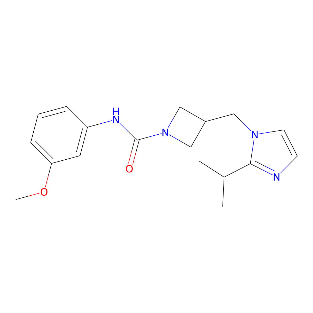 N-(3-methoxyphenyl)-3-{[2-(propan-2-yl)-1H-imidazol-1-yl]methyl}azetidine-1-carboxamide molecular structure, CAS 2742018-35-3