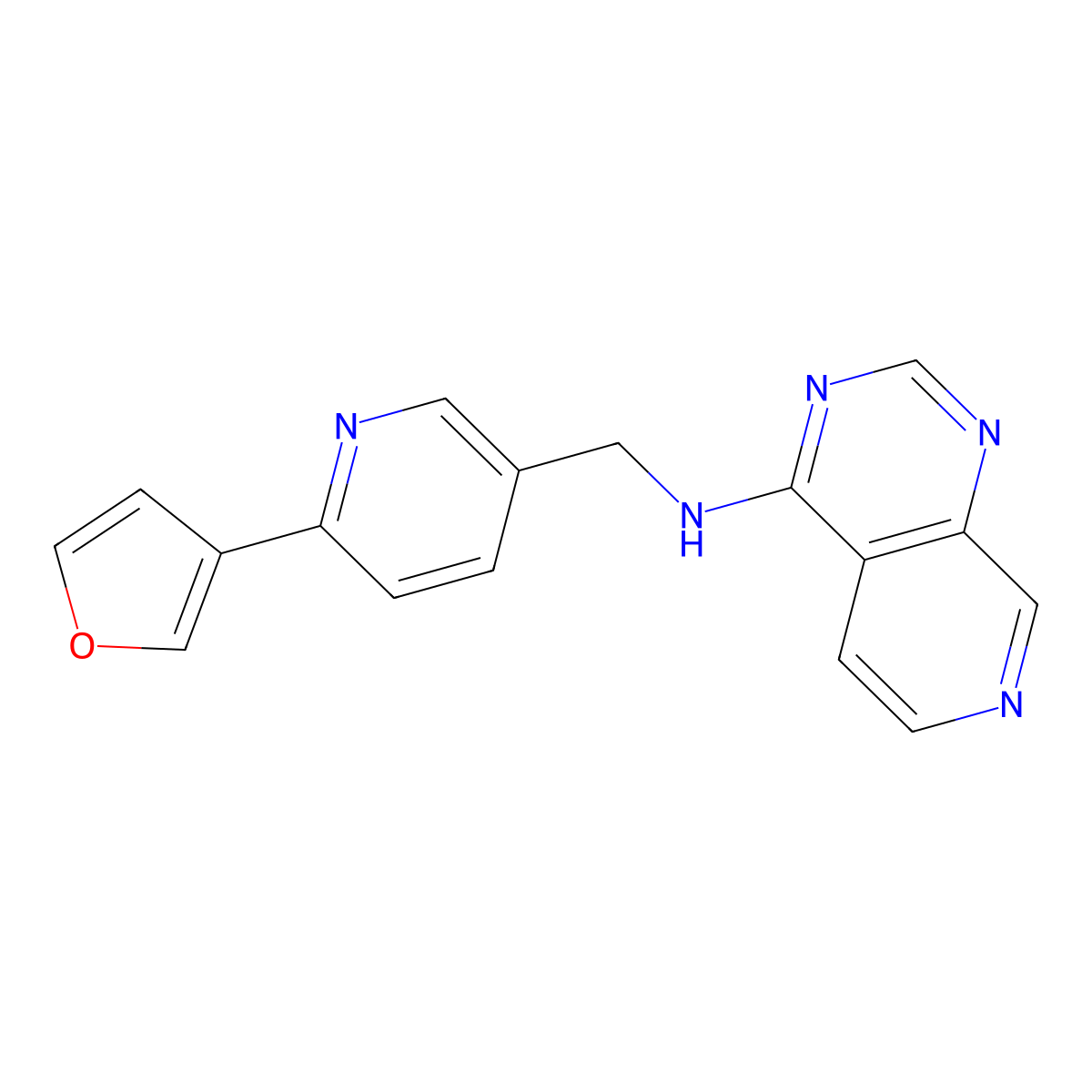 N-{[6-(furan-3-yl)pyridin-3-yl]methyl}pyrido[3,4-d]pyrimidin-4-amine molecular structure, CAS 2742018-38-6