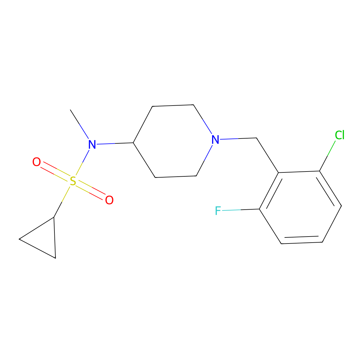 N-{1-[(2-chloro-6-fluorophenyl)methyl]piperidin-4-yl}-N-methylcyclopropanesulfonamide molecular structure, CAS 2742018-40-0