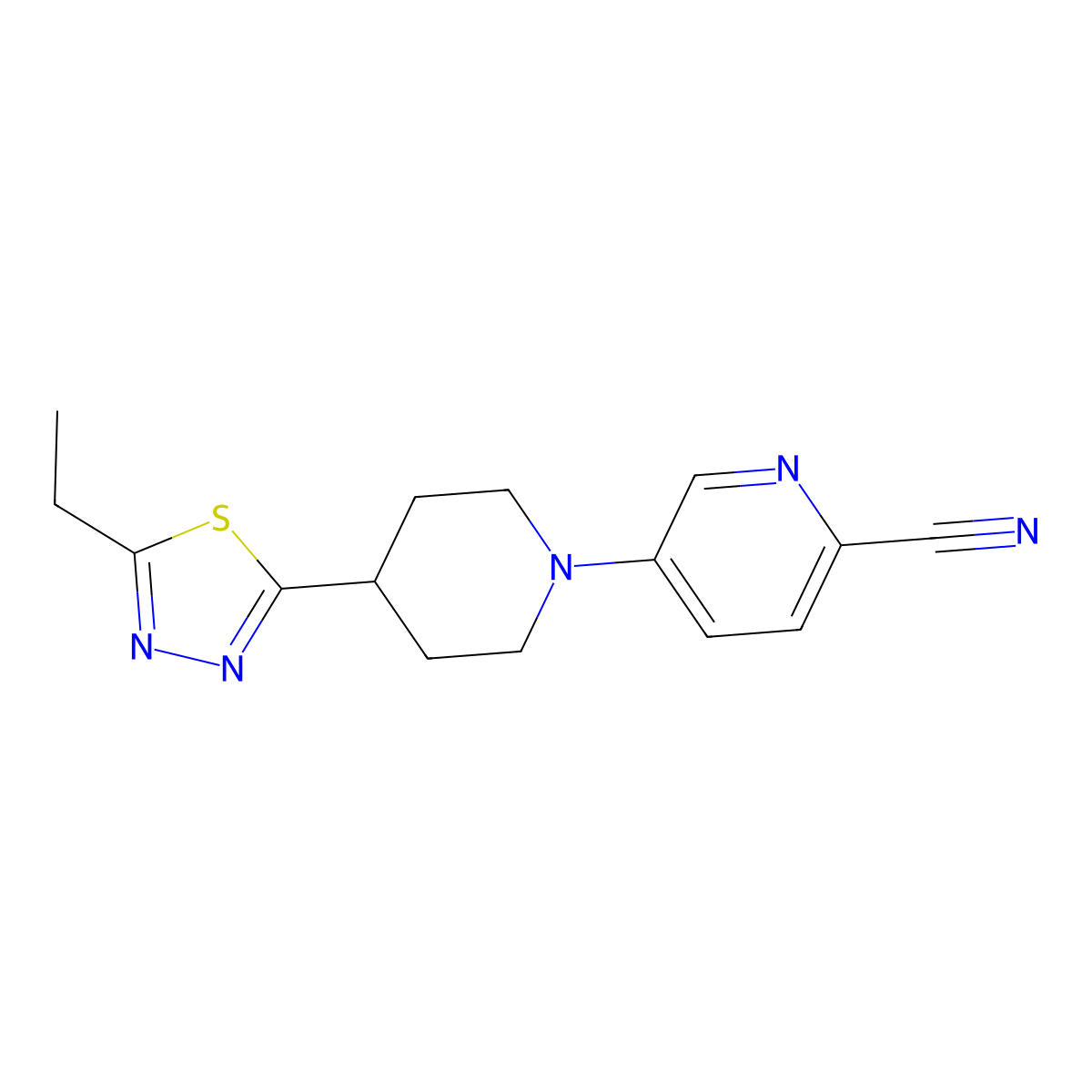 5-[4-(5-Ethyl-1,3,4-thiadiazol-2-yl)piperidin-1-yl]pyridine-2-carbonitrile molecular structure, CAS 2742018-42-2