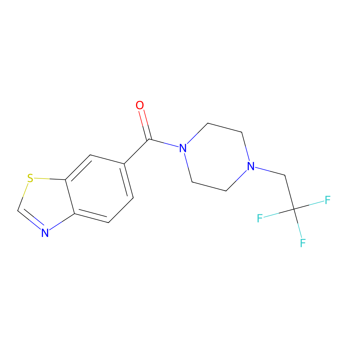1,3-Benzothiazol-6-yl-[4-(2,2,2-trifluoroethyl)piperazin-1-yl]methanone molecular structure, CAS 2742018-46-6