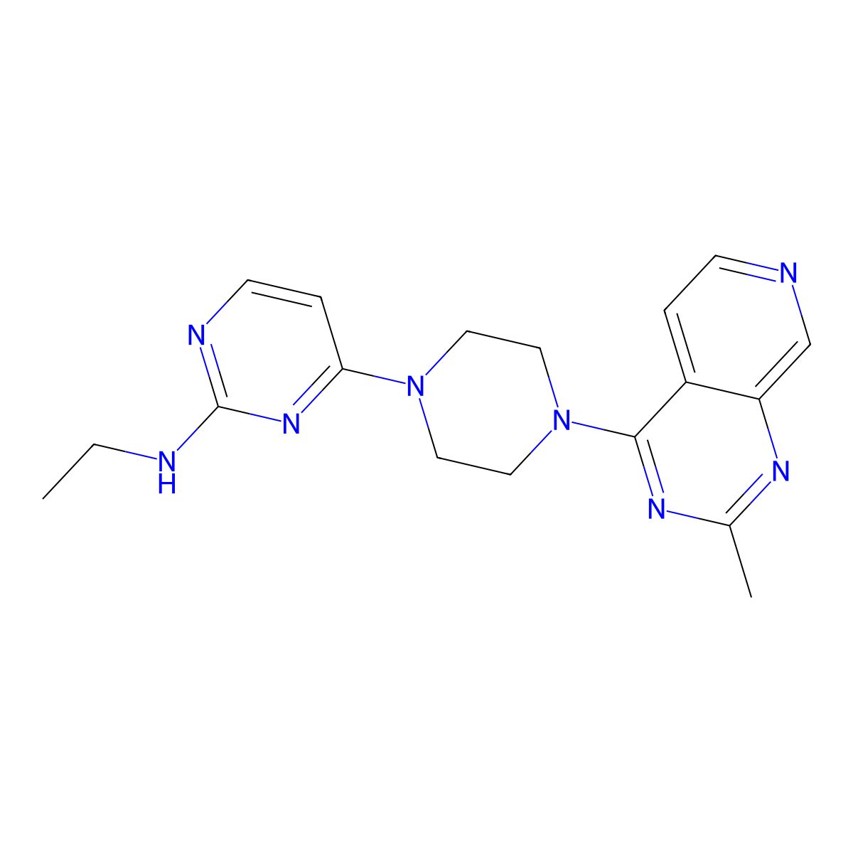N-ethyl-4-(4-{2-methylpyrido[3,4-d]pyrimidin-4-yl}piperazin-1-yl)pyrimidin-2-amine molecular structure, CAS 2742018-47-7