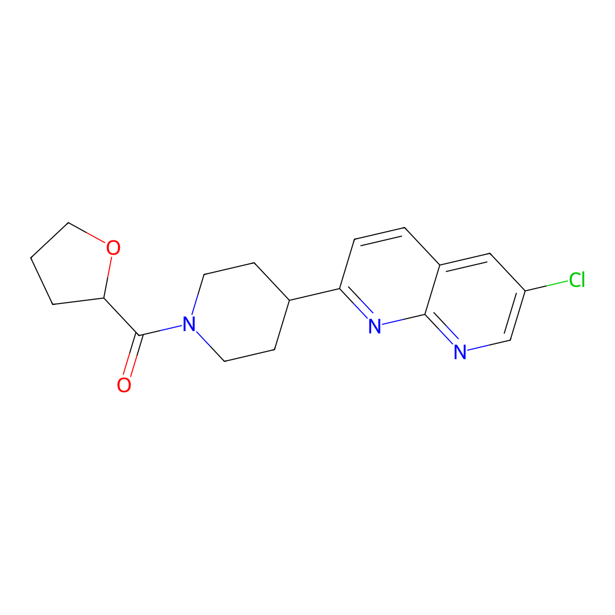6-Chloro-2-[1-(oxolane-2-carbonyl)piperidin-4-yl]-1,8-naphthyridine molecular structure, CAS 2742018-48-8