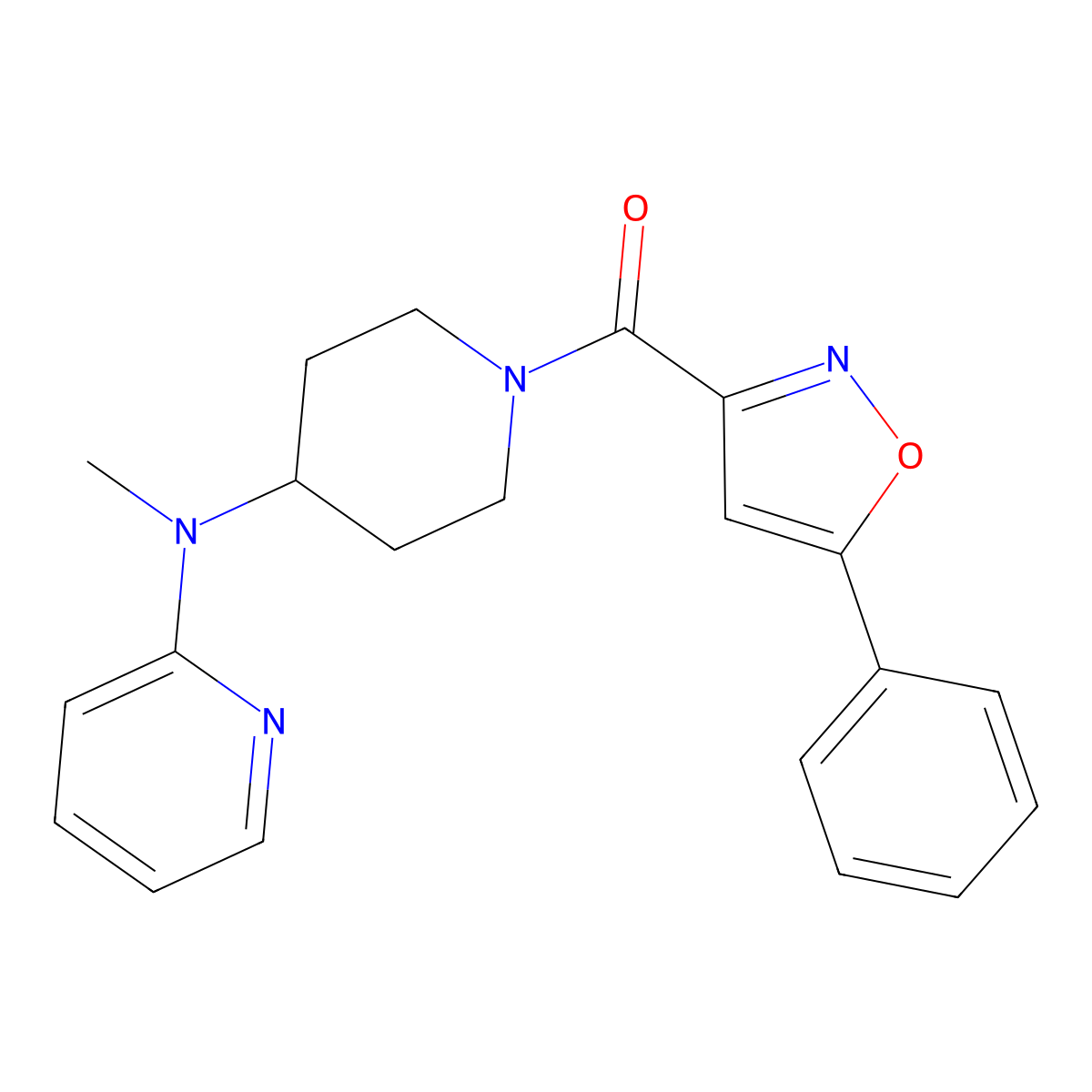 N-methyl-N-[1-(5-phenyl-1,2-oxazole-3-carbonyl)piperidin-4-yl]pyridin-2-amine molecular structure, CAS 2742018-50-2