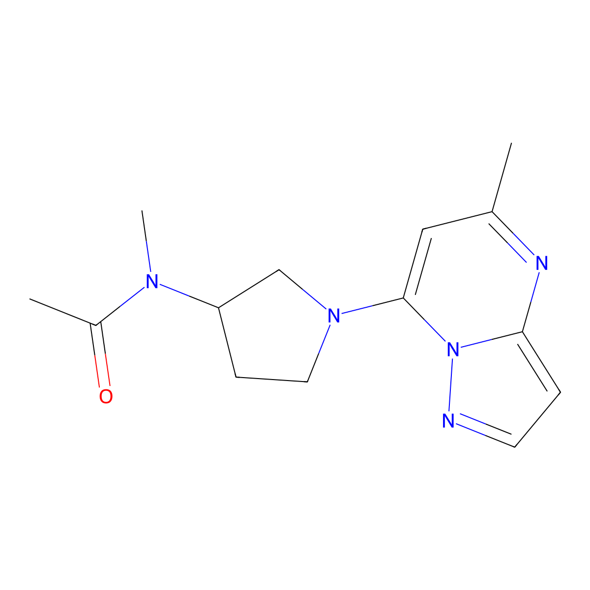 N-methyl-N-(1-{5-methylpyrazolo[1,5-a]pyrimidin-7-yl}pyrrolidin-3-yl)acetamide molecular structure, CAS 2742018-51-3