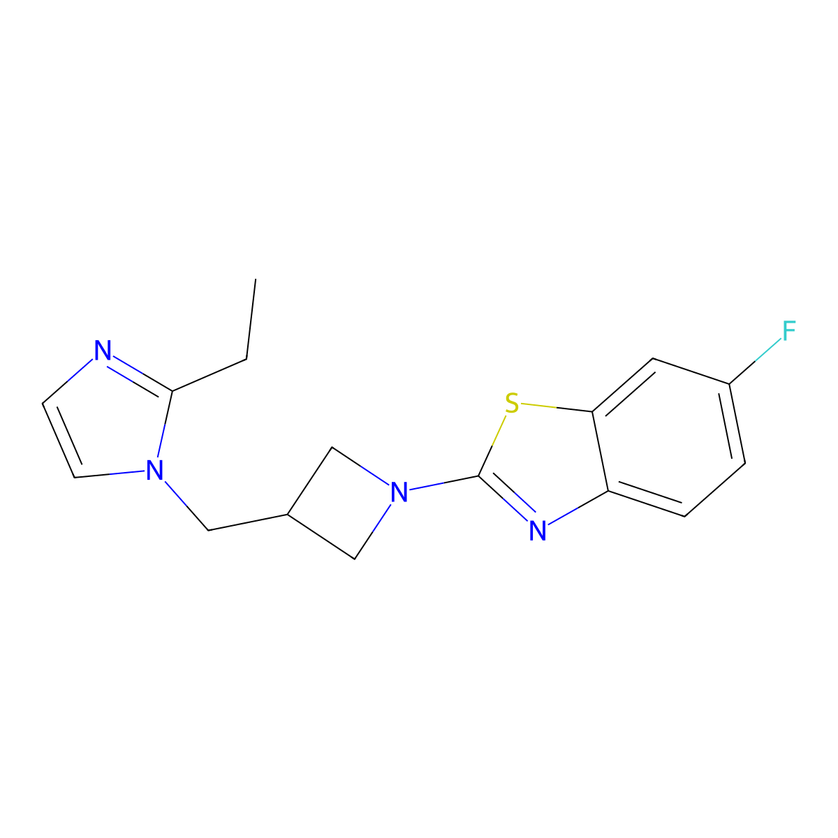2-{3-[(2-ethyl-1H-imidazol-1-yl)methyl]azetidin-1-yl}-6-fluoro-1,3-benzothiazole molecular structure, CAS 2742018-54-6