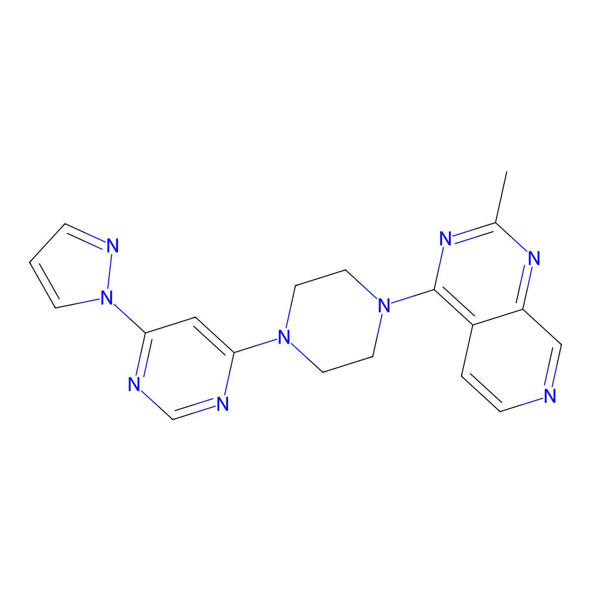 4-(4-{2-methylpyrido[3,4-d]pyrimidin-4-yl}piperazin-1-yl)-6-(1H-pyrazol-1-yl)pyrimidine molecular structure, CAS 2742018-55-7