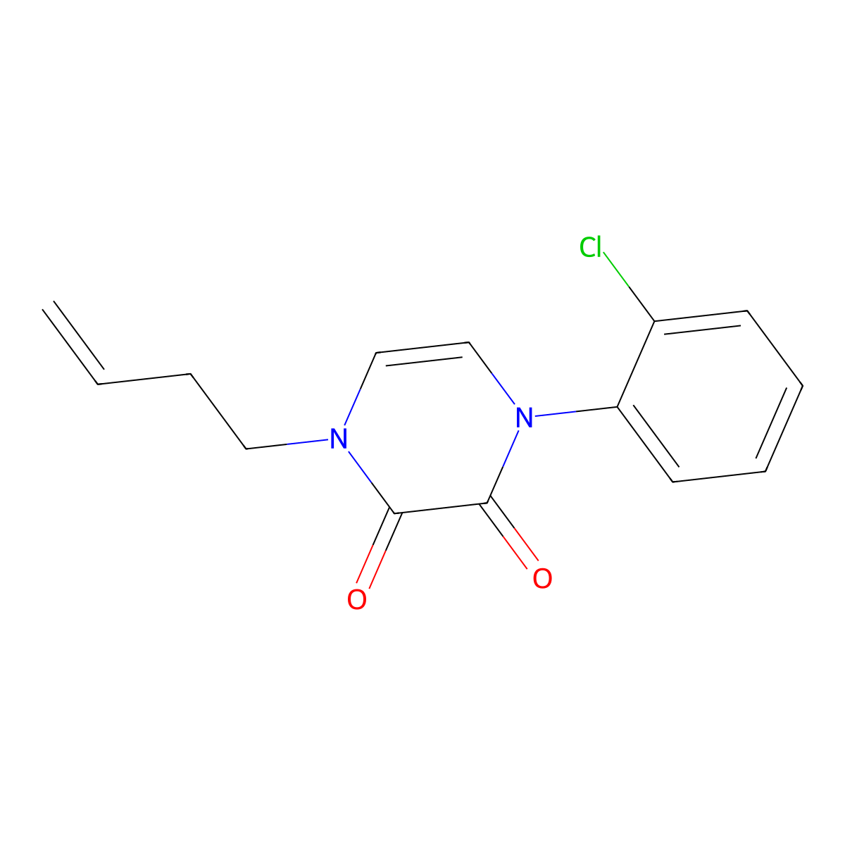 1-(But-3-en-1-yl)-4-(2-chlorophenyl)-1,2,3,4-tetrahydropyrazine-2,3-dione molecular structure, CAS 2742018-59-1