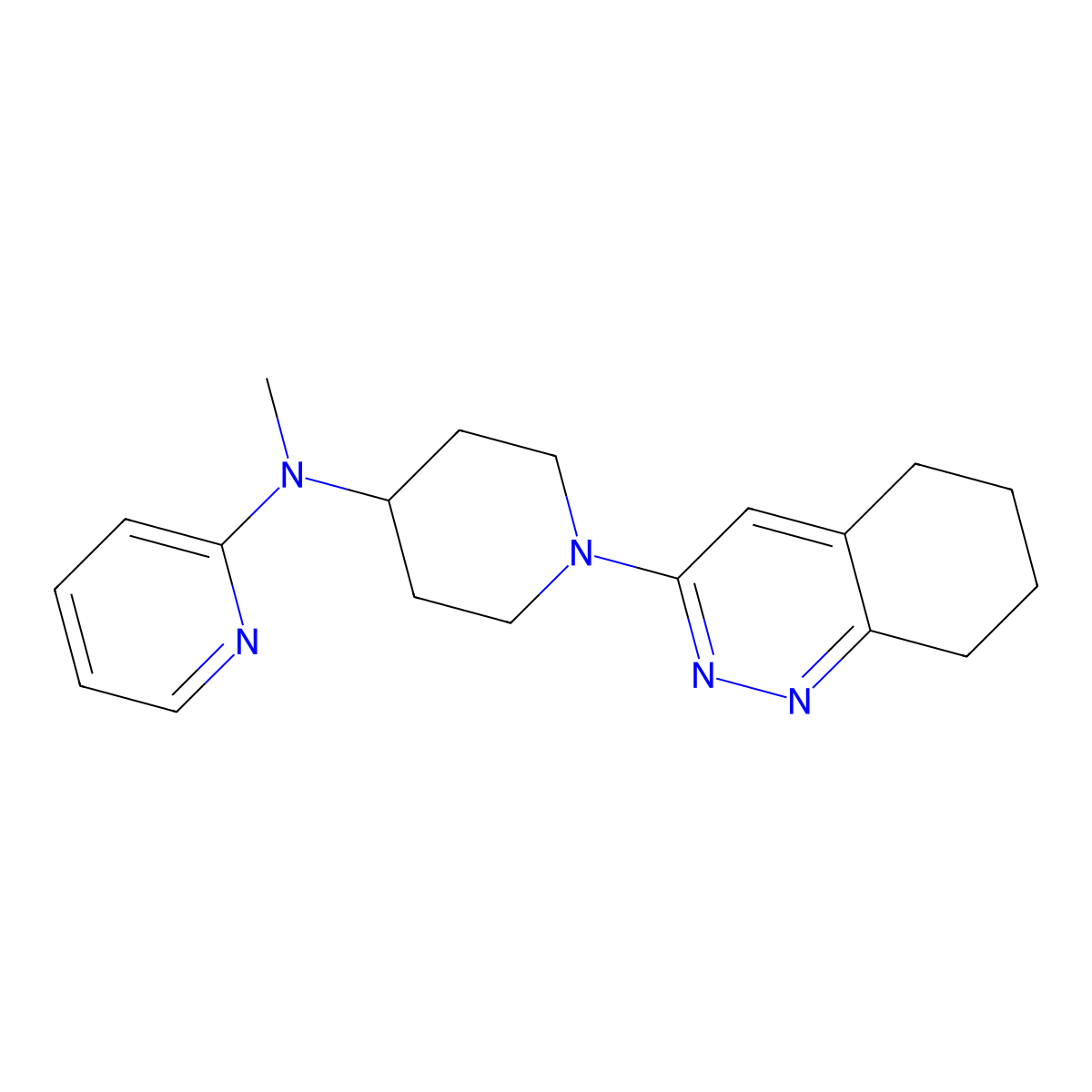 N-methyl-N-[1-(5,6,7,8-tetrahydrocinnolin-3-yl)piperidin-4-yl]pyridin-2-amine molecular structure, CAS 2742018-70-6
