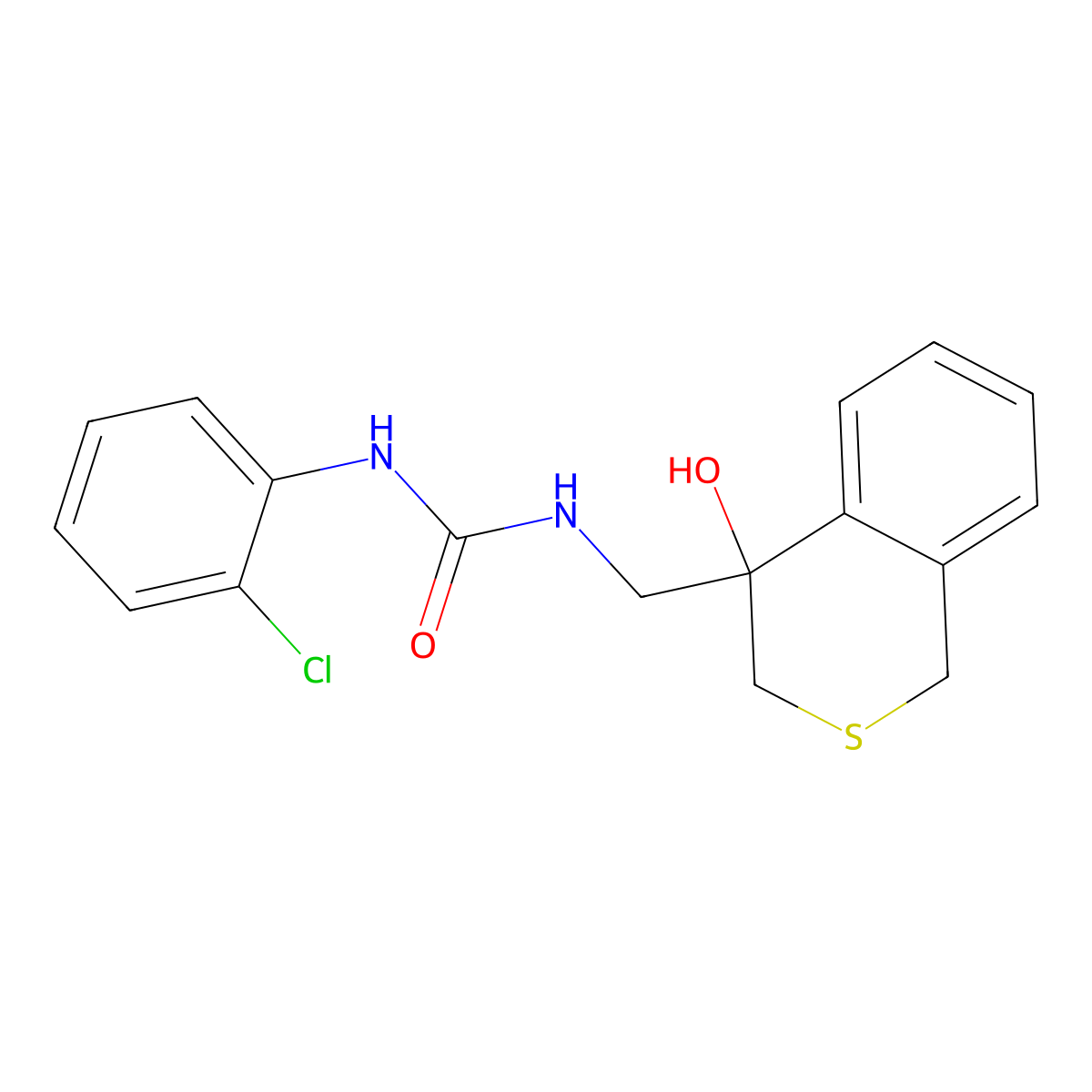 1-(2-chlorophenyl)-3-[(4-hydroxy-3,4-dihydro-1H-2-benzothiopyran-4-yl)methyl]urea molecular structure, CAS 2742018-71-7