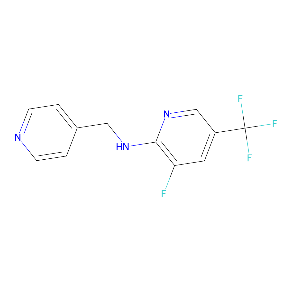3-fluoro-N-[(pyridin-4-yl)methyl]-5-(trifluoromethyl)pyridin-2-amine molecular structure, CAS 2742018-73-9