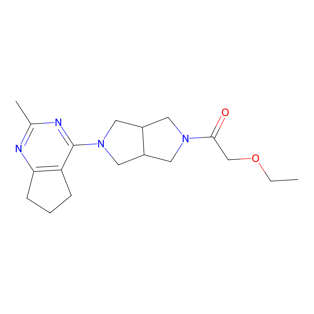 2-ethoxy-1-(5-{2-methyl-5H,6H,7H-cyclopenta[d]pyrimidin-4-yl}-octahydropyrrolo[3,4-c]pyrrol-2-yl)ethan-1-one molecular structure, CAS 2742018-74-0