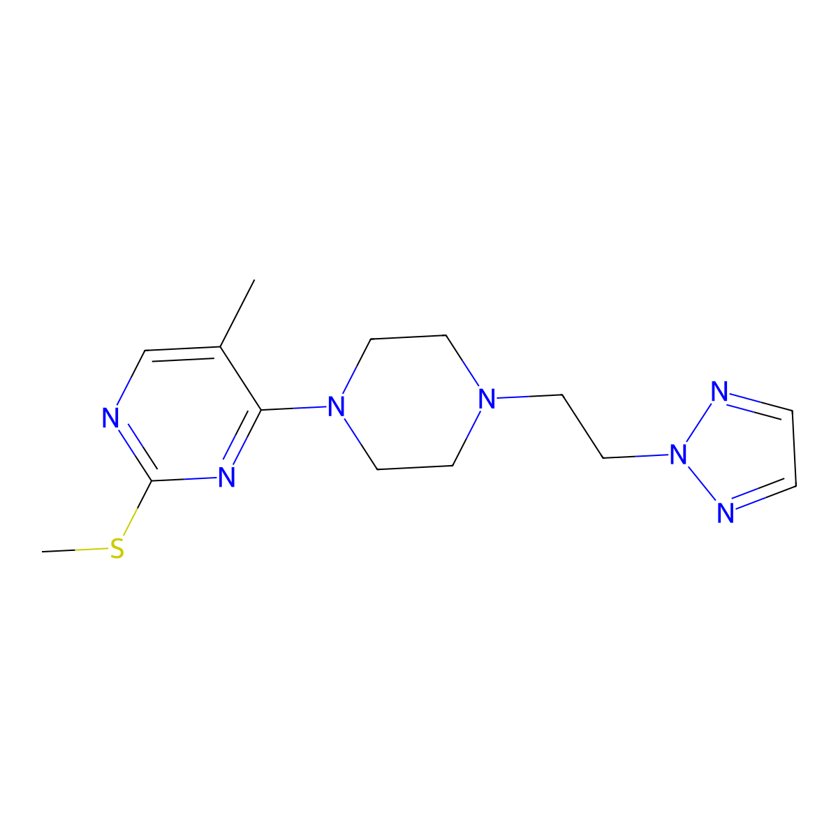 5-methyl-2-(methylsulfanyl)-4-{4-[2-(2H-1,2,3-triazol-2-yl)ethyl]piperazin-1-yl}pyrimidine molecular structure, CAS 2742018-77-3