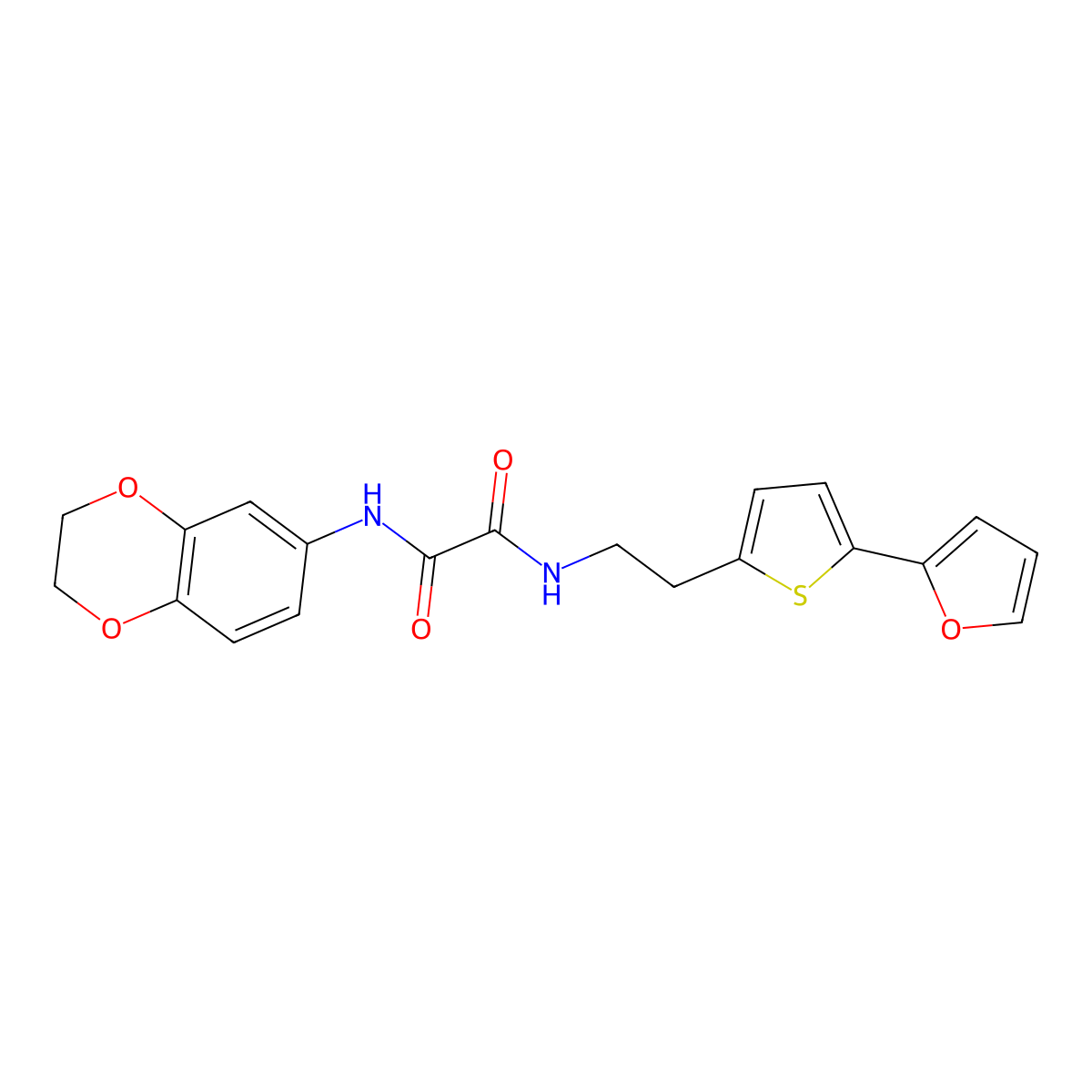 N'-(2,3-dihydro-1,4-benzodioxin-6-yl)-N-{2-[5-(furan-2-yl)thiophen-2-yl]ethyl}ethanediamide molecular structure, CAS 2742018-78-4