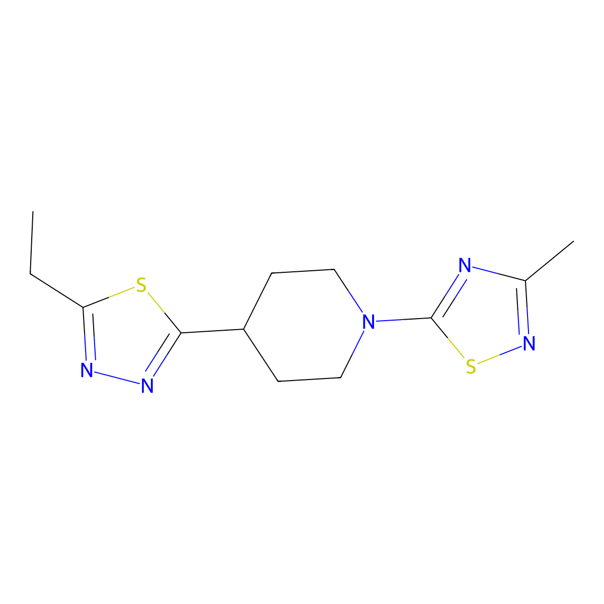 4-(5-Ethyl-1,3,4-thiadiazol-2-yl)-1-(3-methyl-1,2,4-thiadiazol-5-yl)piperidine molecular structure, CAS 2742018-80-8