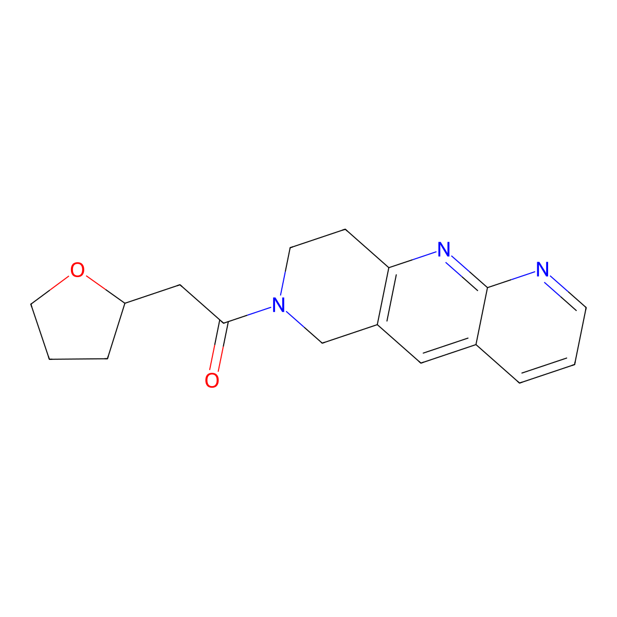 2-(oxolan-2-yl)-1-{6H,7H,8H,9H-pyrido[2,3-b]1,6-naphthyridin-7-yl}ethan-1-one molecular structure, CAS 2742018-81-9