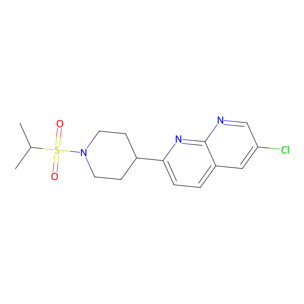 6-Chloro-2-[1-(propane-2-sulfonyl)piperidin-4-yl]-1,8-naphthyridine molecular structure, CAS 2742018-85-3