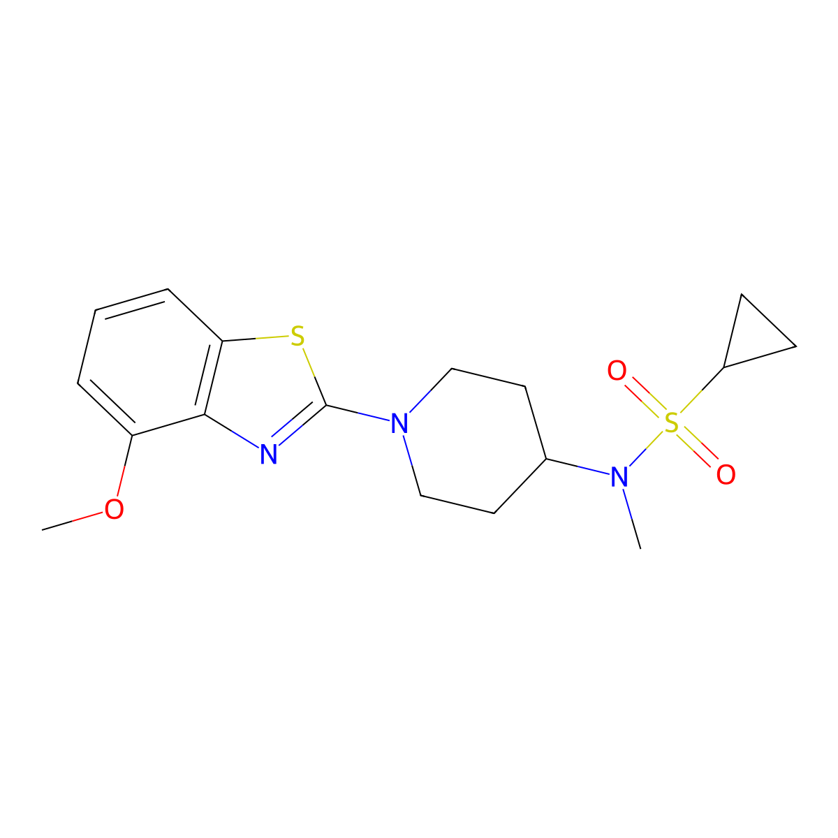 N-[1-(4-methoxy-1,3-benzothiazol-2-yl)piperidin-4-yl]-N-methylcyclopropanesulfonamide molecular structure, CAS 2742018-87-5