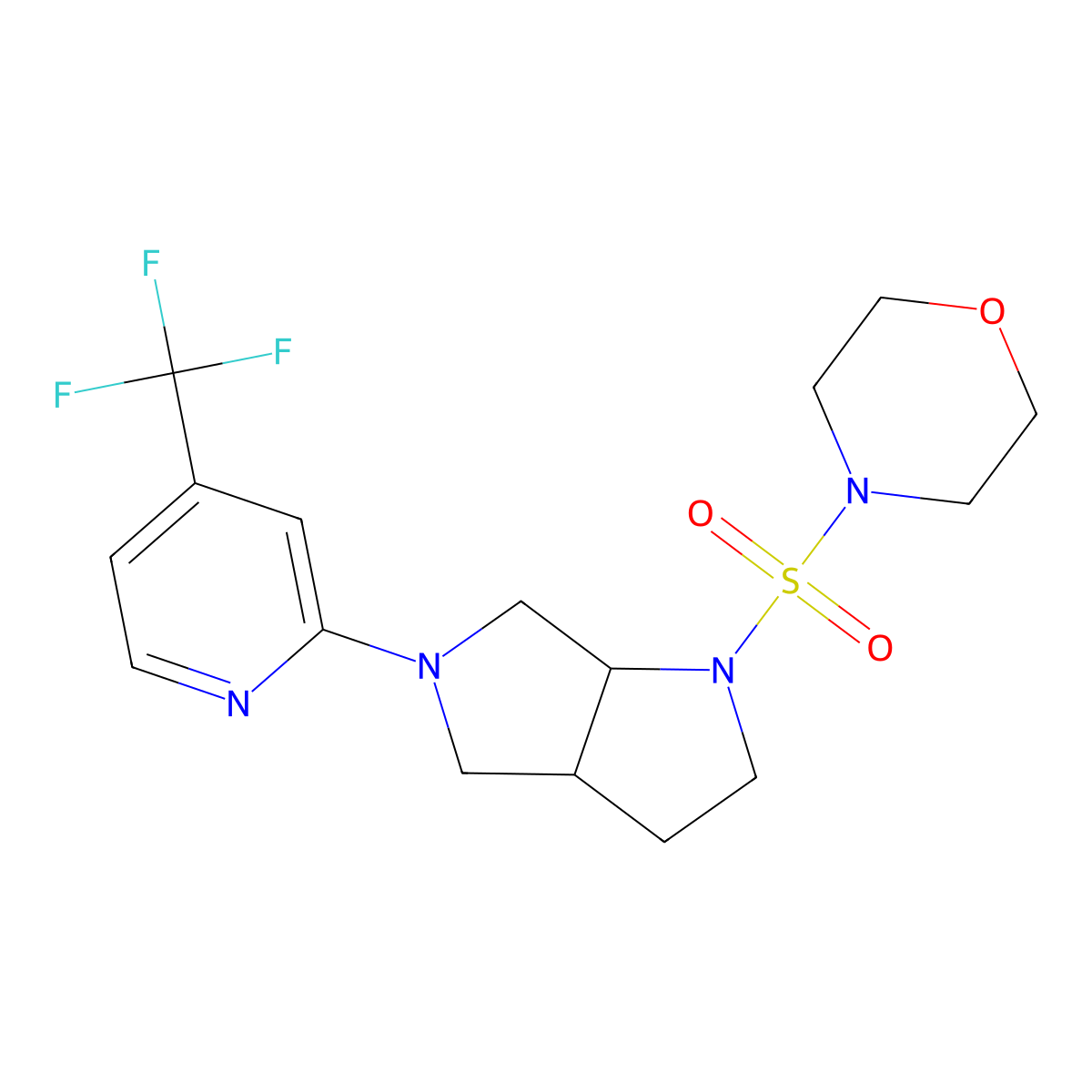 4-({5-[4-(Trifluoromethyl)pyridin-2-yl]-octahydropyrrolo[2,3-c]pyrrol-1-yl}sulfonyl)morpholine molecular structure, CAS 2742018-92-2