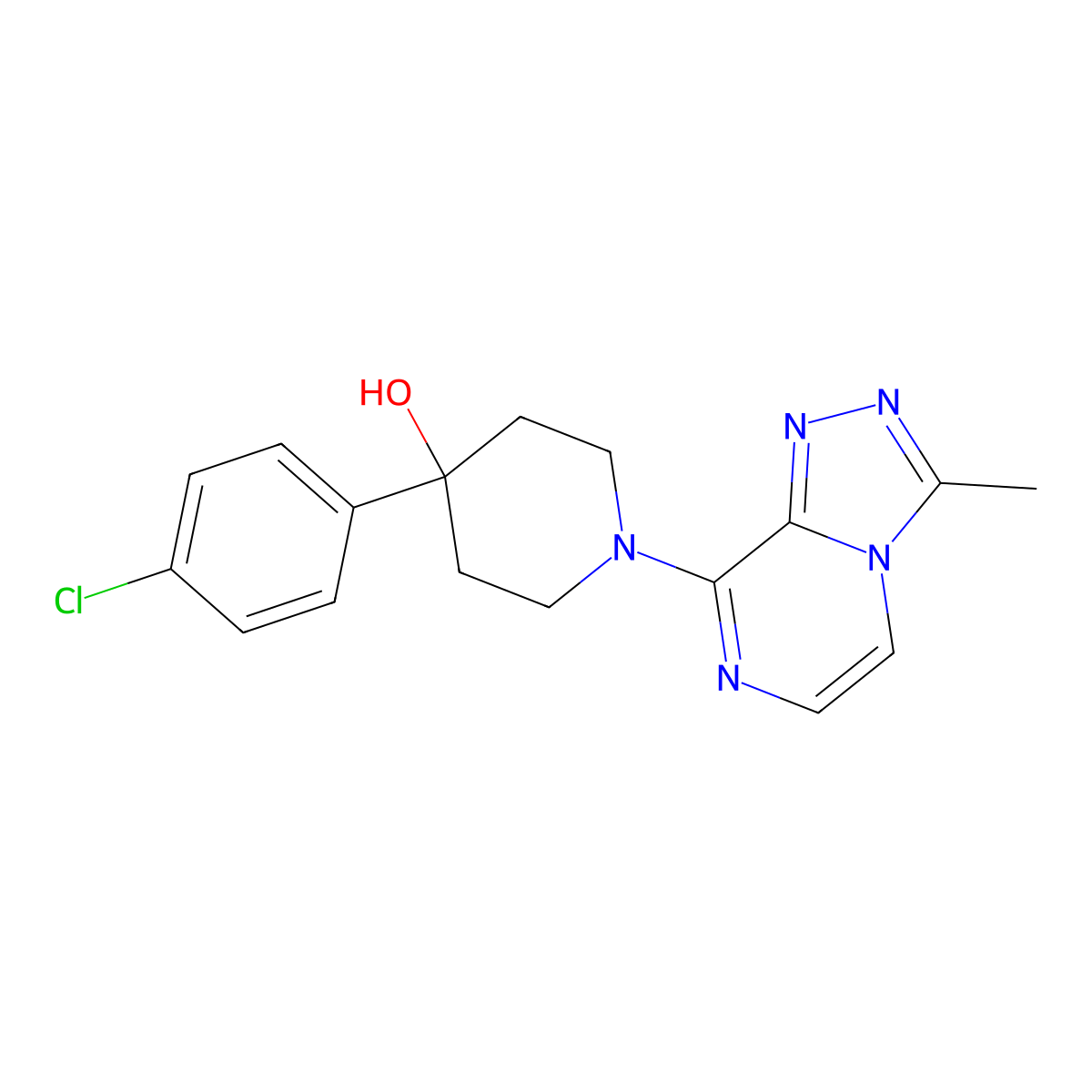 4-(4-Chlorophenyl)-1-{3-methyl-[1,2,4]triazolo[4,3-a]pyrazin-8-yl}piperidin-4-ol molecular structure, CAS 2742018-97-7