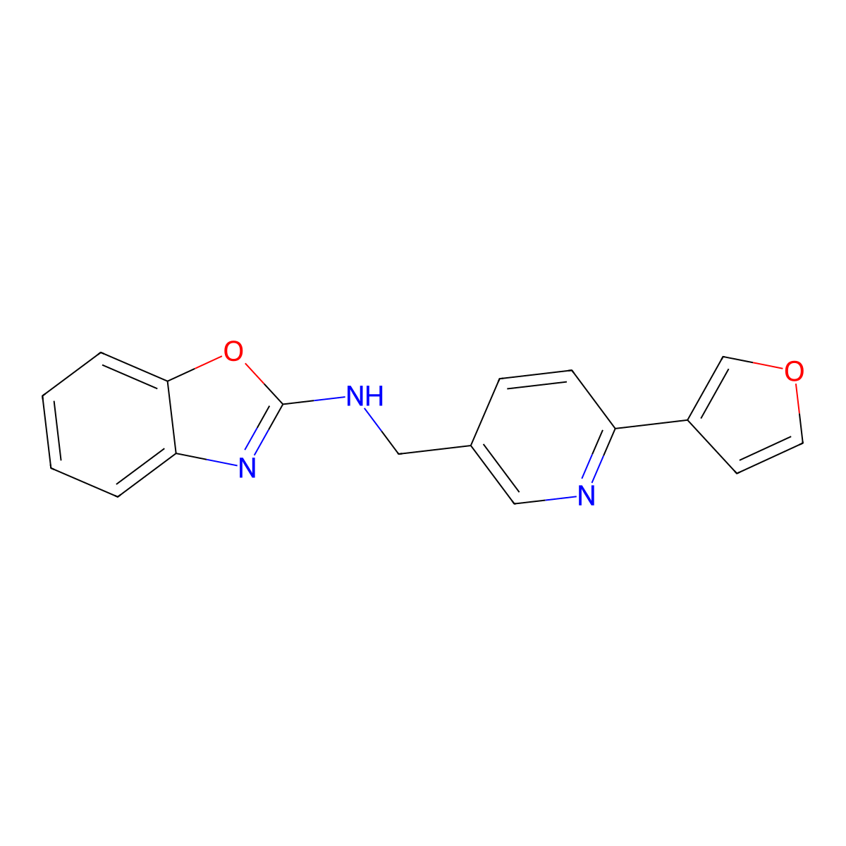 N-{[6-(furan-3-yl)pyridin-3-yl]methyl}-1,3-benzoxazol-2-amine molecular structure, CAS 2742019-00-5