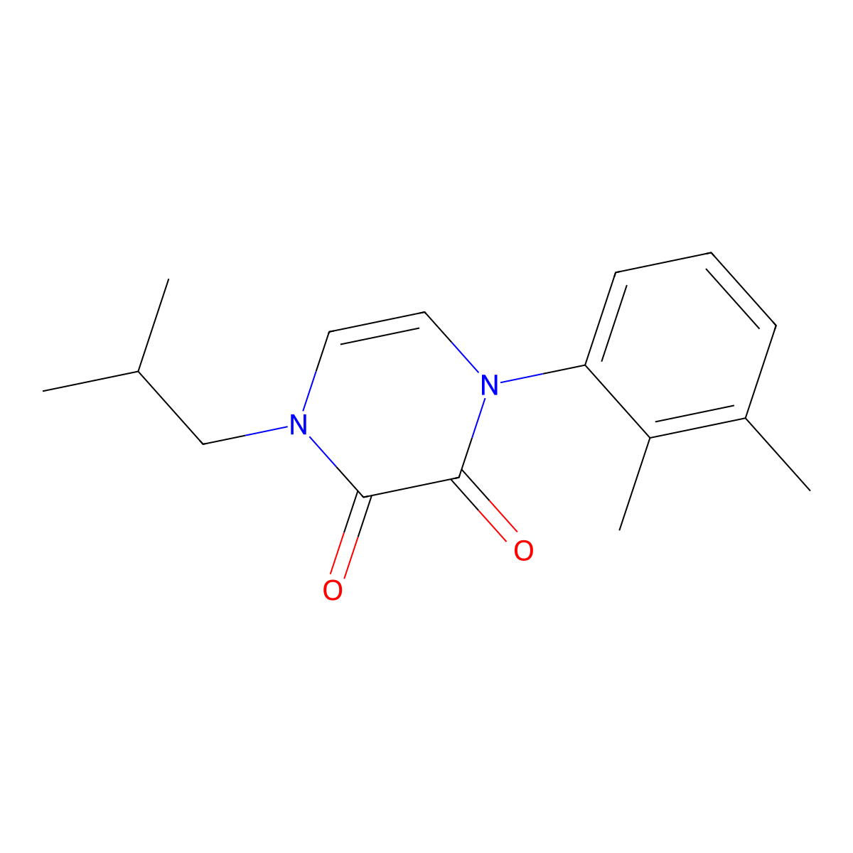 1-(2,3-Dimethylphenyl)-4-(2-methylpropyl)-1,2,3,4-tetrahydropyrazine-2,3-dione molecular structure, CAS 2742019-01-6