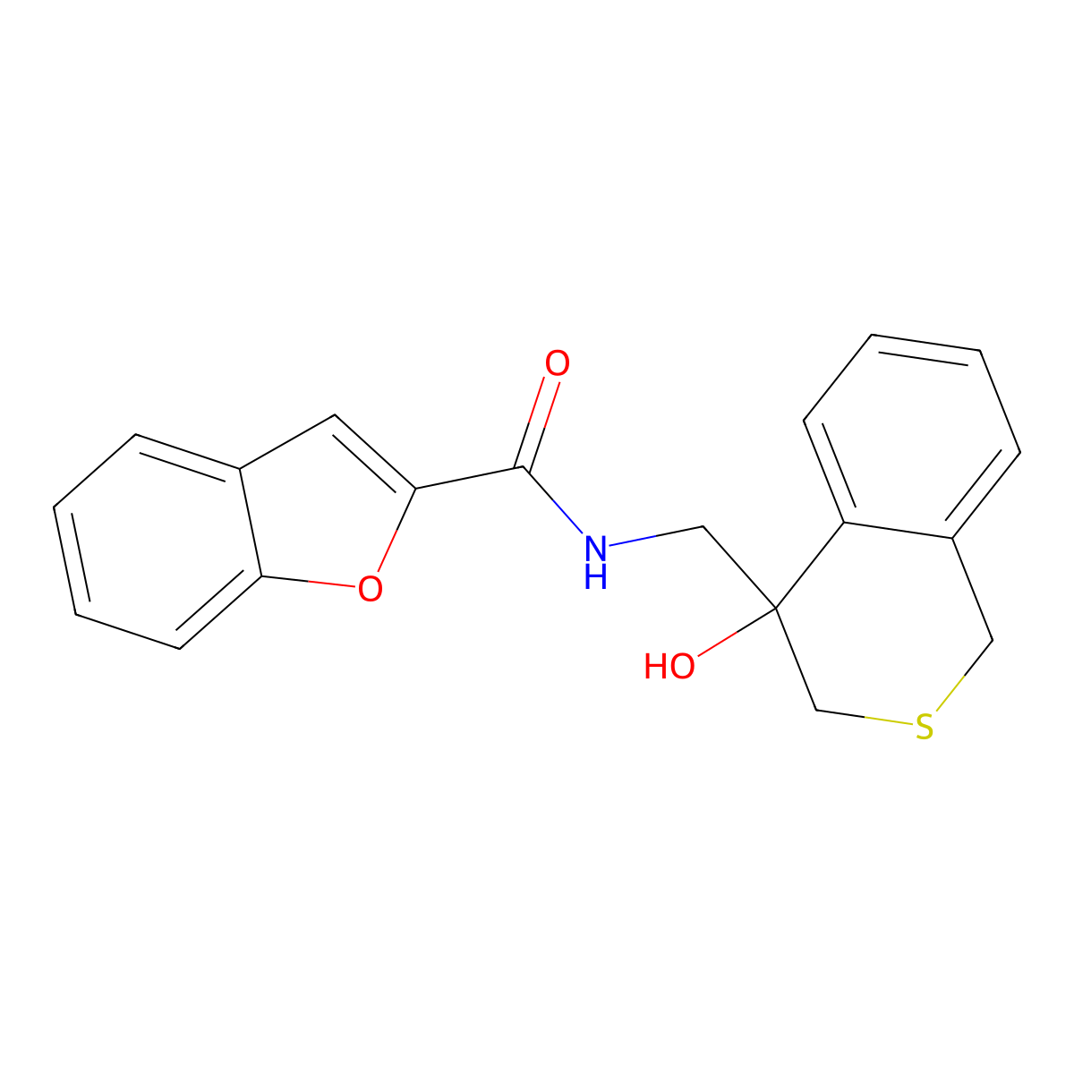 N-[(4-hydroxy-3,4-dihydro-1H-2-benzothiopyran-4-yl)methyl]-1-benzofuran-2-carboxamide molecular structure, CAS 2742019-04-9