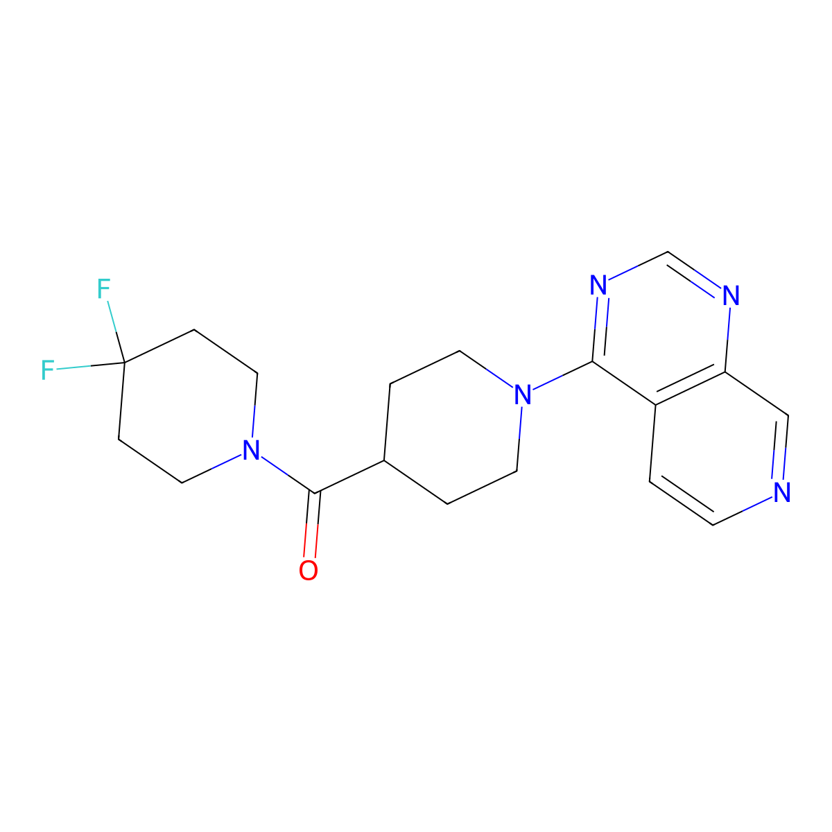 4-(4,4-Difluoropiperidine-1-carbonyl)-1-{pyrido[3,4-d]pyrimidin-4-yl}piperidine molecular structure, CAS 2742019-05-0