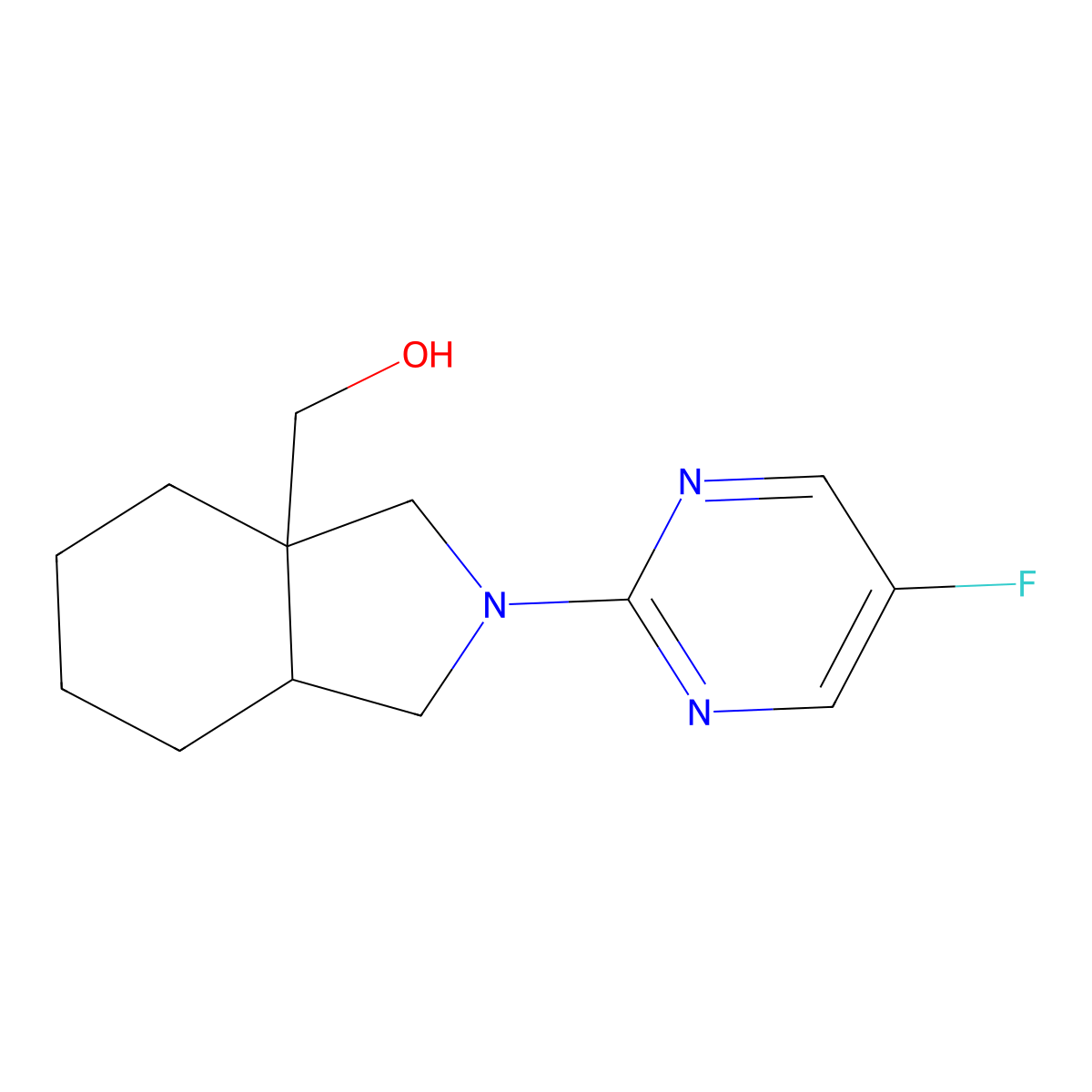 [2-(5-fluoropyrimidin-2-yl)-octahydro-1H-isoindol-3a-yl]methanol molecular structure, CAS 2742019-13-0