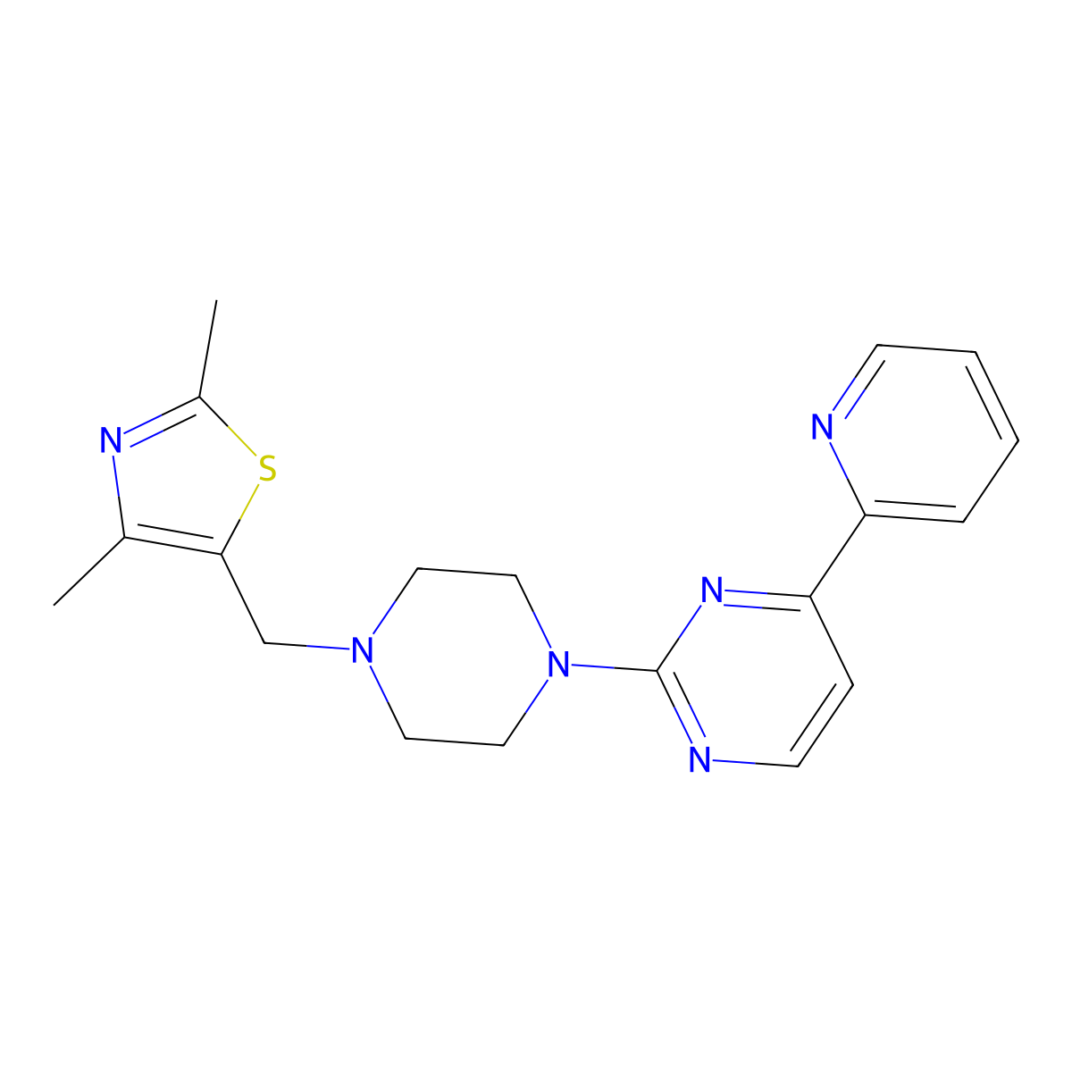 2-{4-[(2,4-Dimethyl-1,3-thiazol-5-yl)methyl]piperazin-1-yl}-4-(pyridin-2-yl)pyrimidine molecular structure, CAS 2742019-15-2