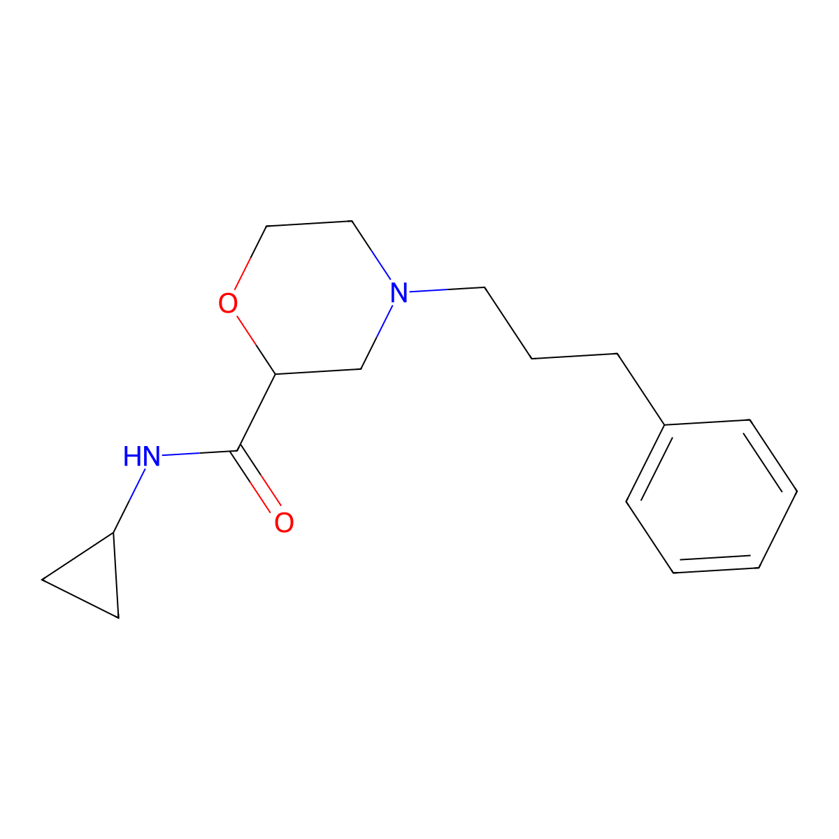 N-cyclopropyl-4-(3-phenylpropyl)morpholine-2-carboxamide molecular structure, CAS 2742019-16-3