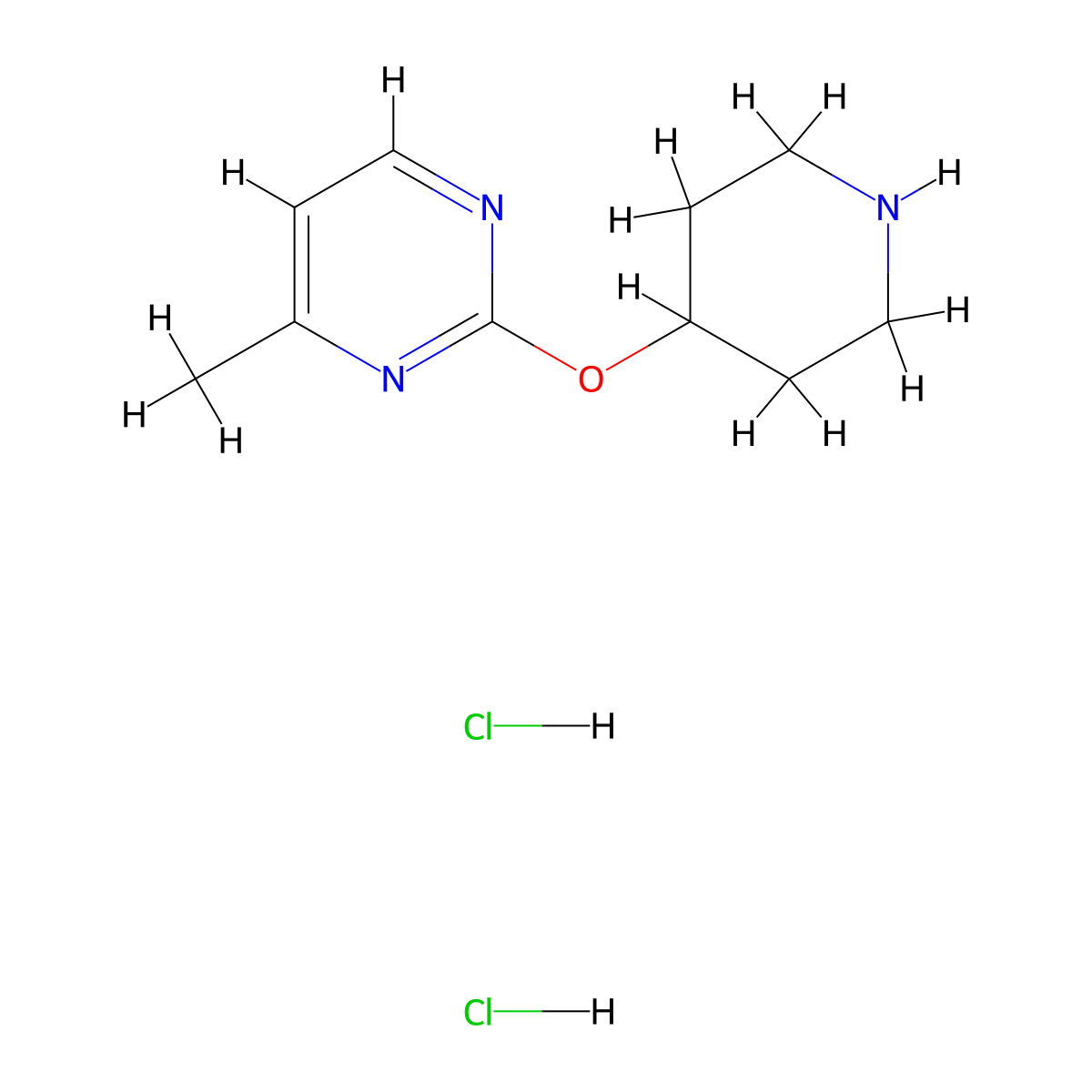 4-Methyl-2-(piperidin-4-yloxy)pyrimidine dihydrochloride molecular structure, CAS 2742019-25-4