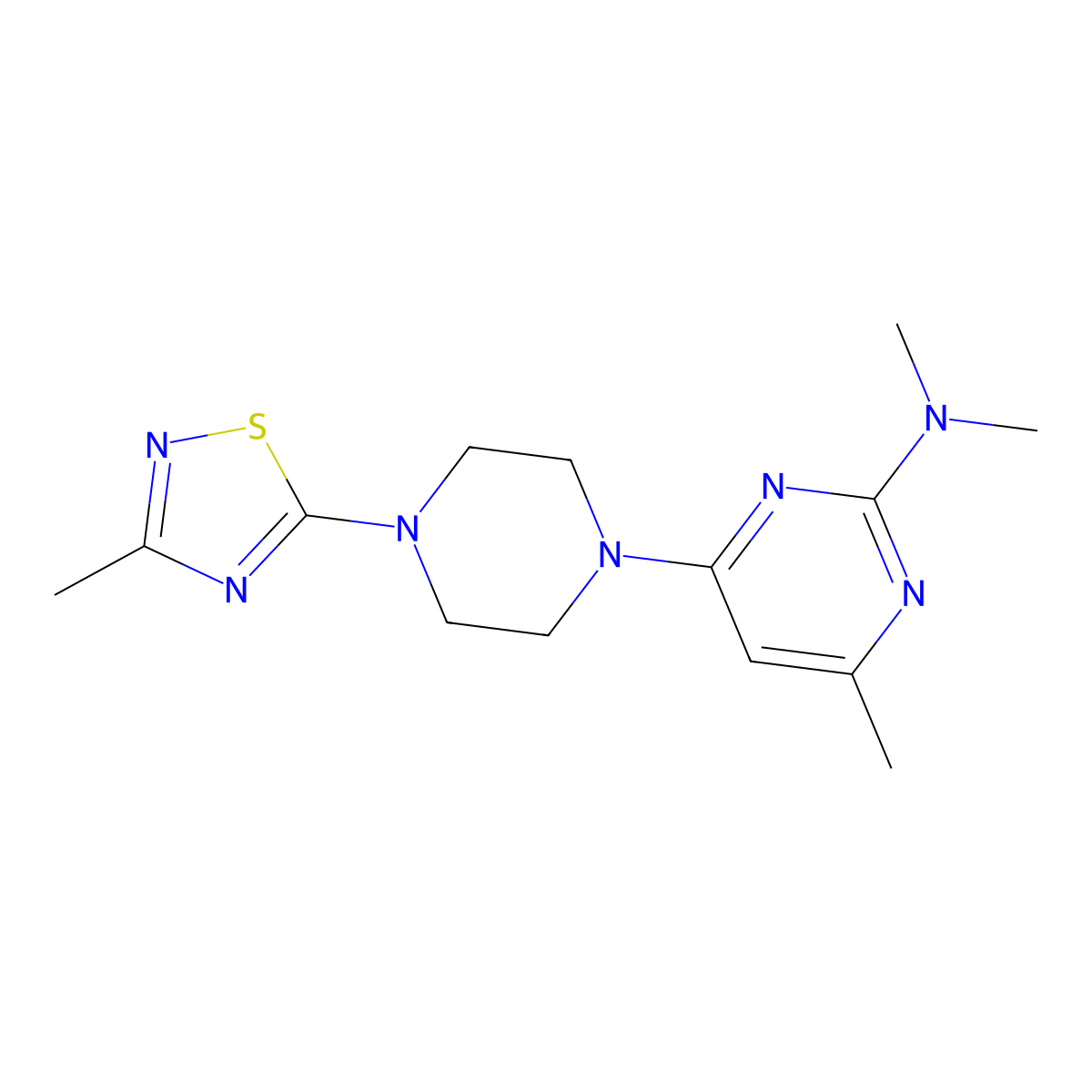 N,N,4-trimethyl-6-[4-(3-methyl-1,2,4-thiadiazol-5-yl)piperazin-1-yl]pyrimidin-2-amine molecular structure, CAS 2742019-26-5