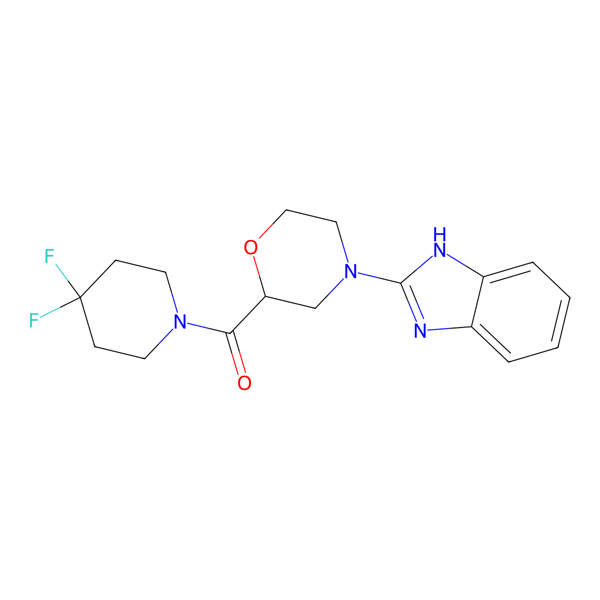 [4-(1H-benzimidazol-2-yl)morpholin-2-yl]-(4,4-difluoropiperidin-1-yl)methanone molecular structure, CAS 2742019-32-3