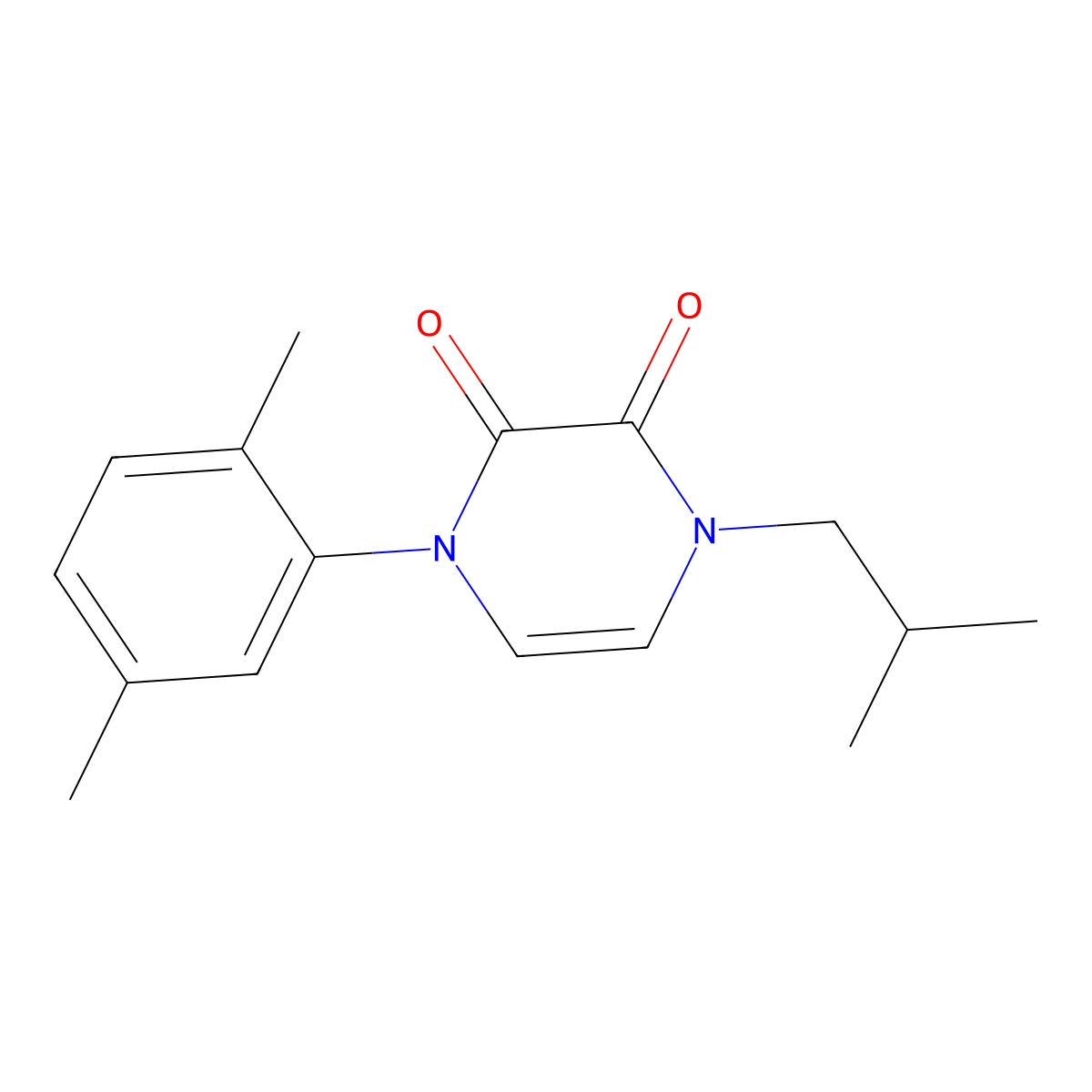 1-(2,5-Dimethylphenyl)-4-(2-methylpropyl)-1,2,3,4-tetrahydropyrazine-2,3-dione molecular structure, CAS 2742019-37-8