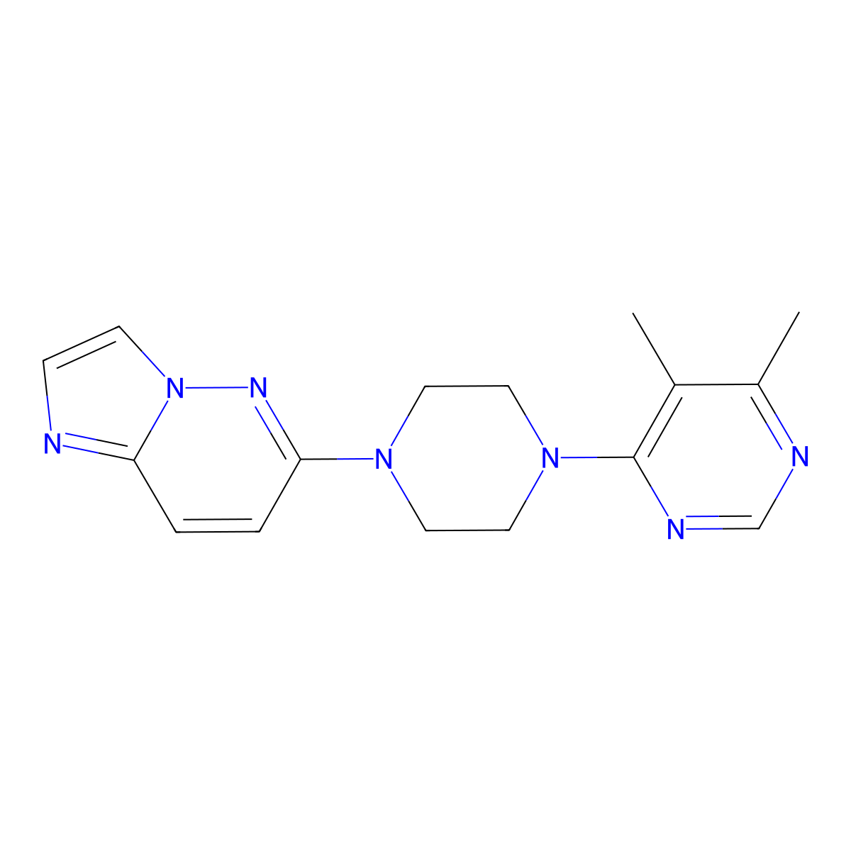 4-(4-{Imidazo[1,2-b]pyridazin-6-yl}piperazin-1-yl)-5,6-dimethylpyrimidine molecular structure, CAS 2742019-42-5