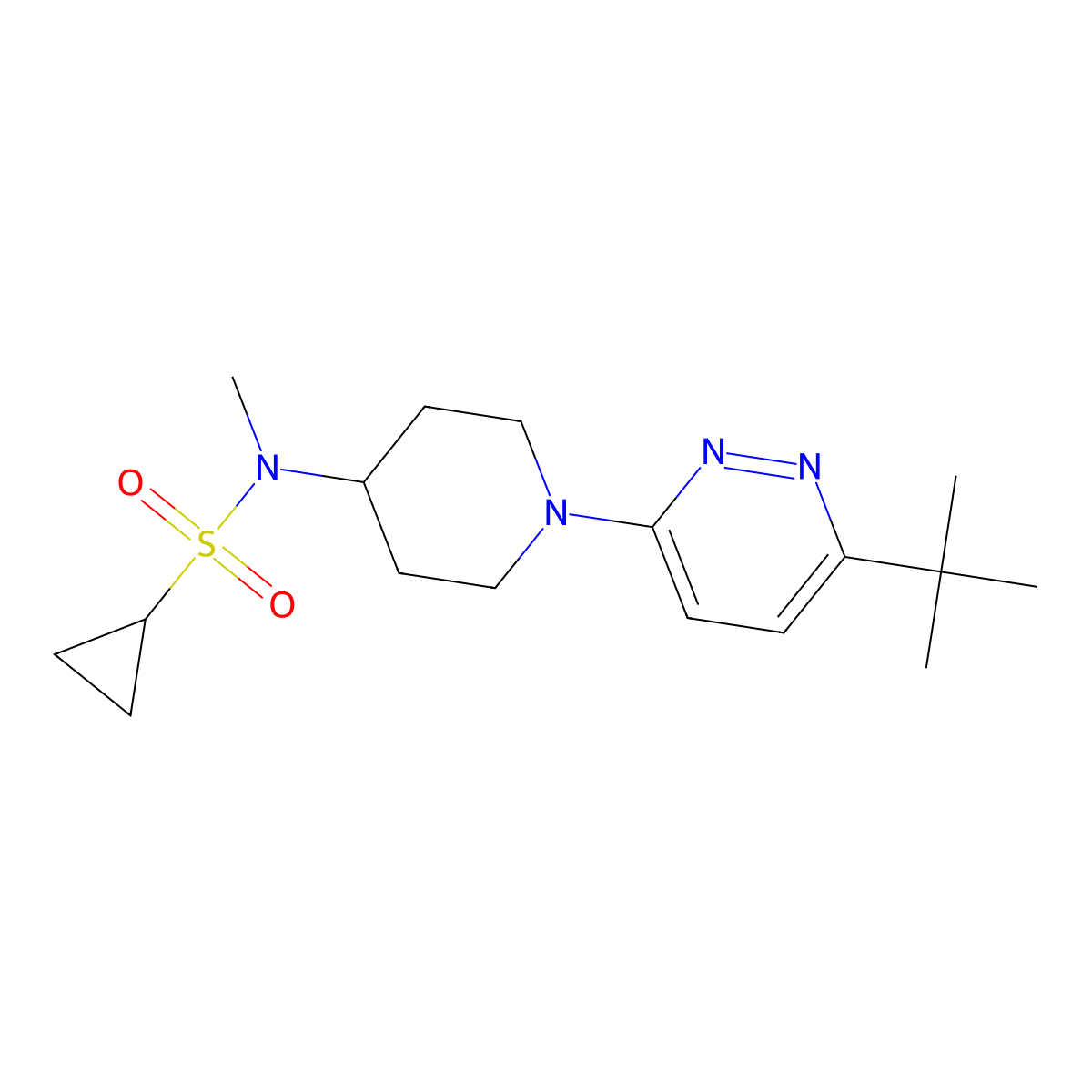 N-[1-(6-tert-butylpyridazin-3-yl)piperidin-4-yl]-N-methylcyclopropanesulfonamide molecular structure, CAS 2742019-45-8